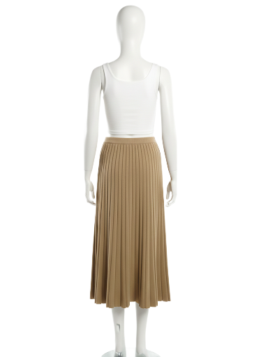 Sandro camel pleated knit midi skirt - size 40