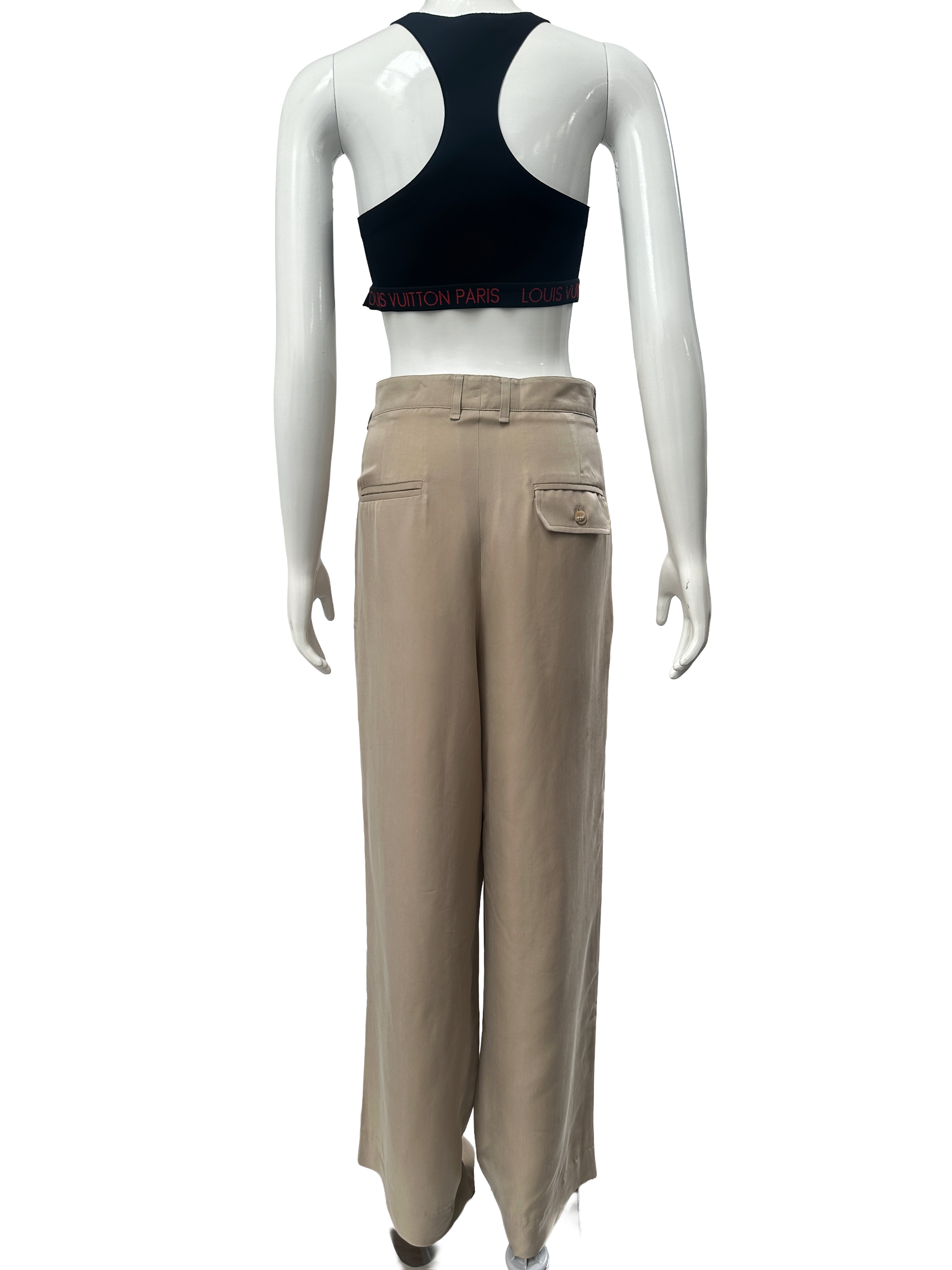 King & Tuckfield beige high-waist tailored trousers - size 38
