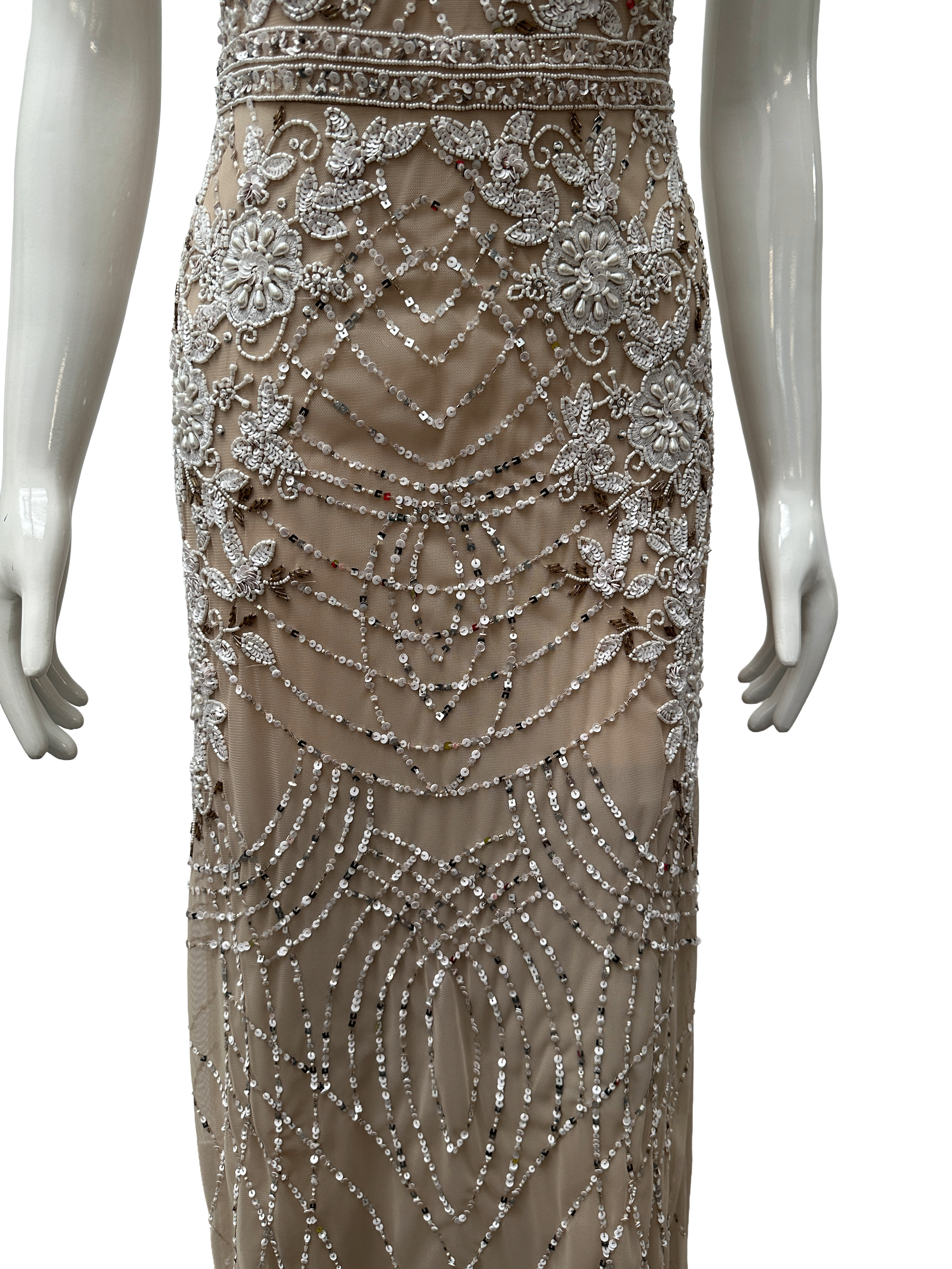 Adriana Papell sequined and beaded illusion mesh - size 34