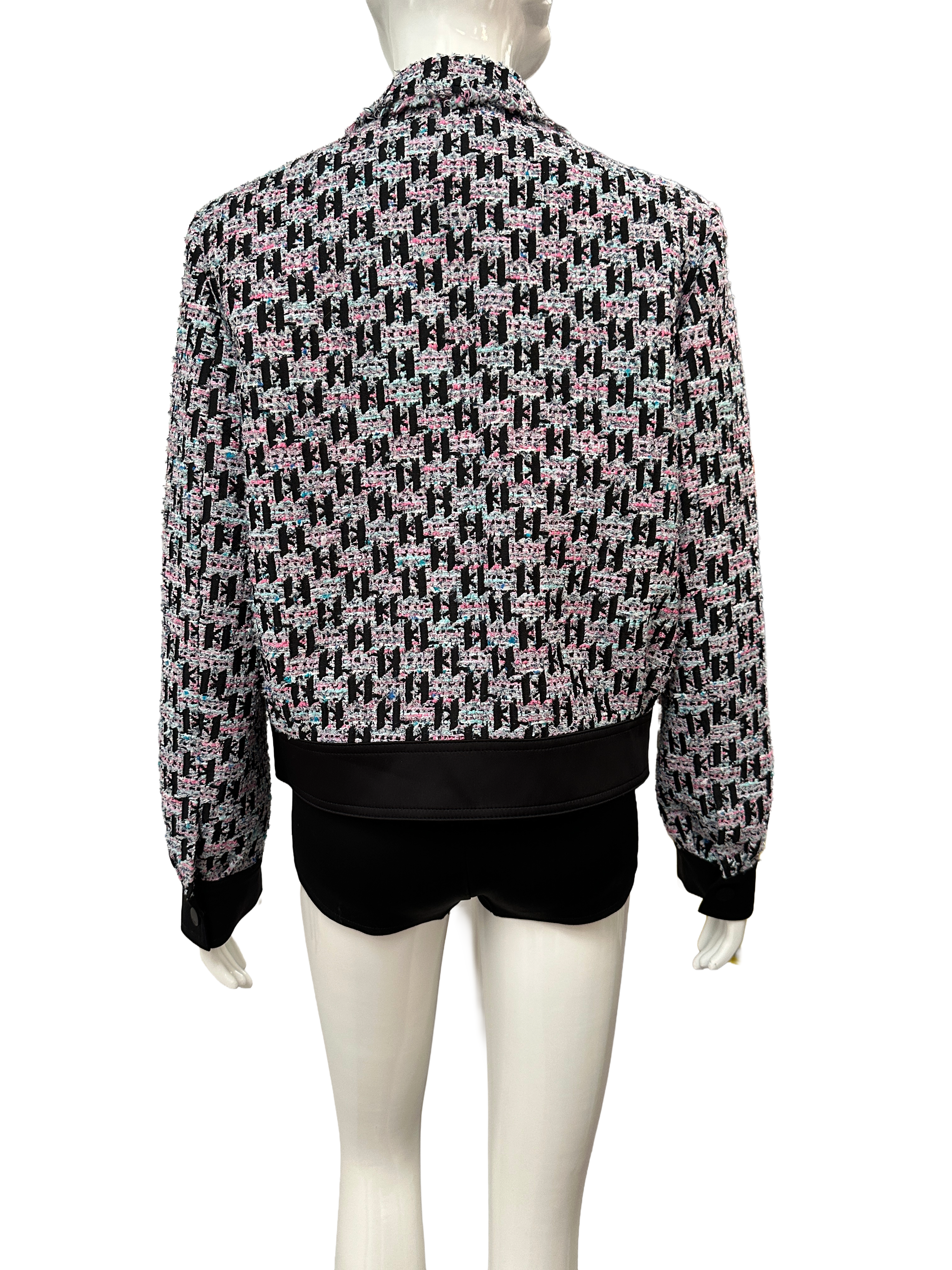 Karl Lagerfeld tweed biker jacket - size 38
