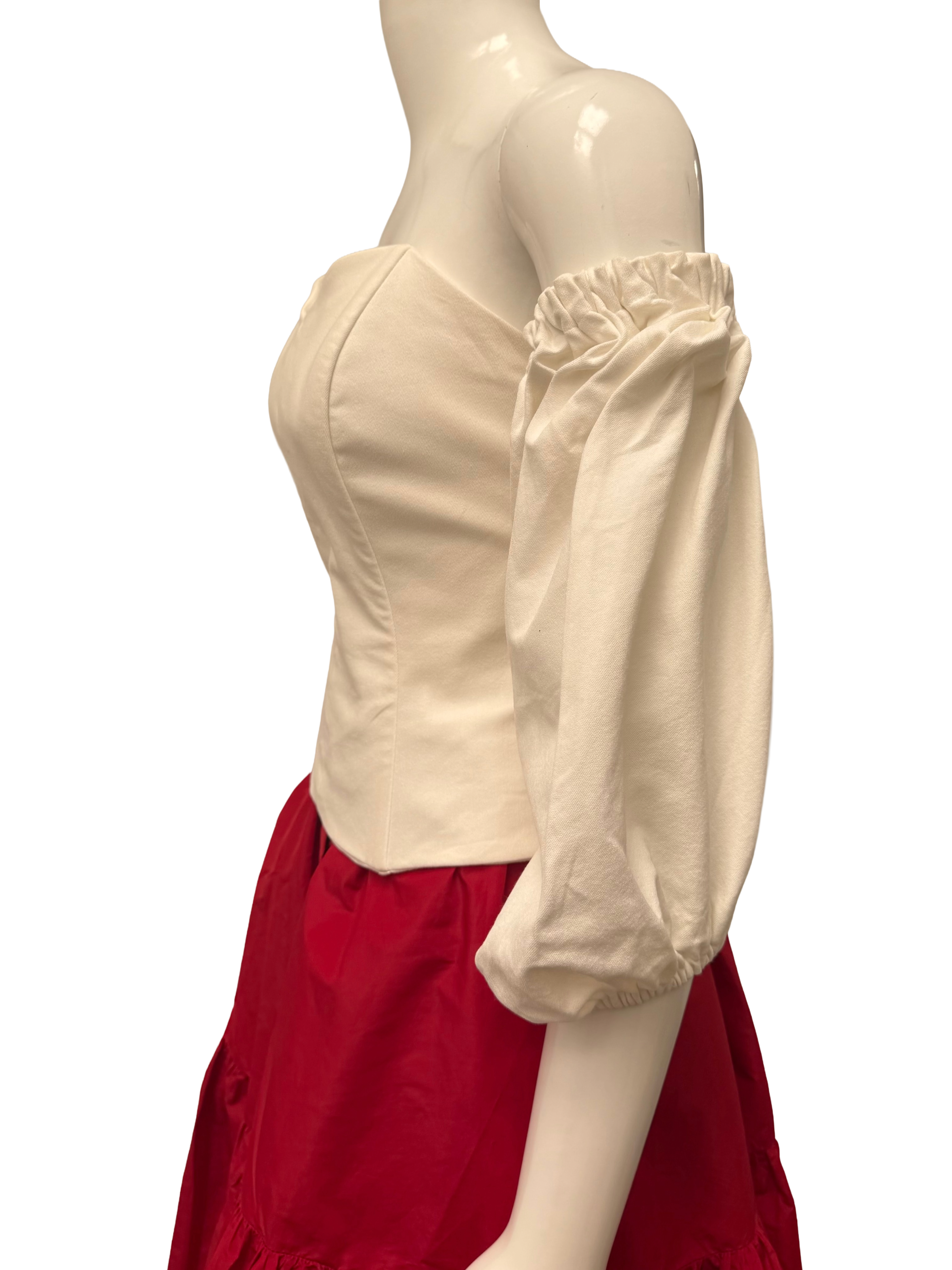 Sorelle off-shoulder corset top with balloon sleeves - size M