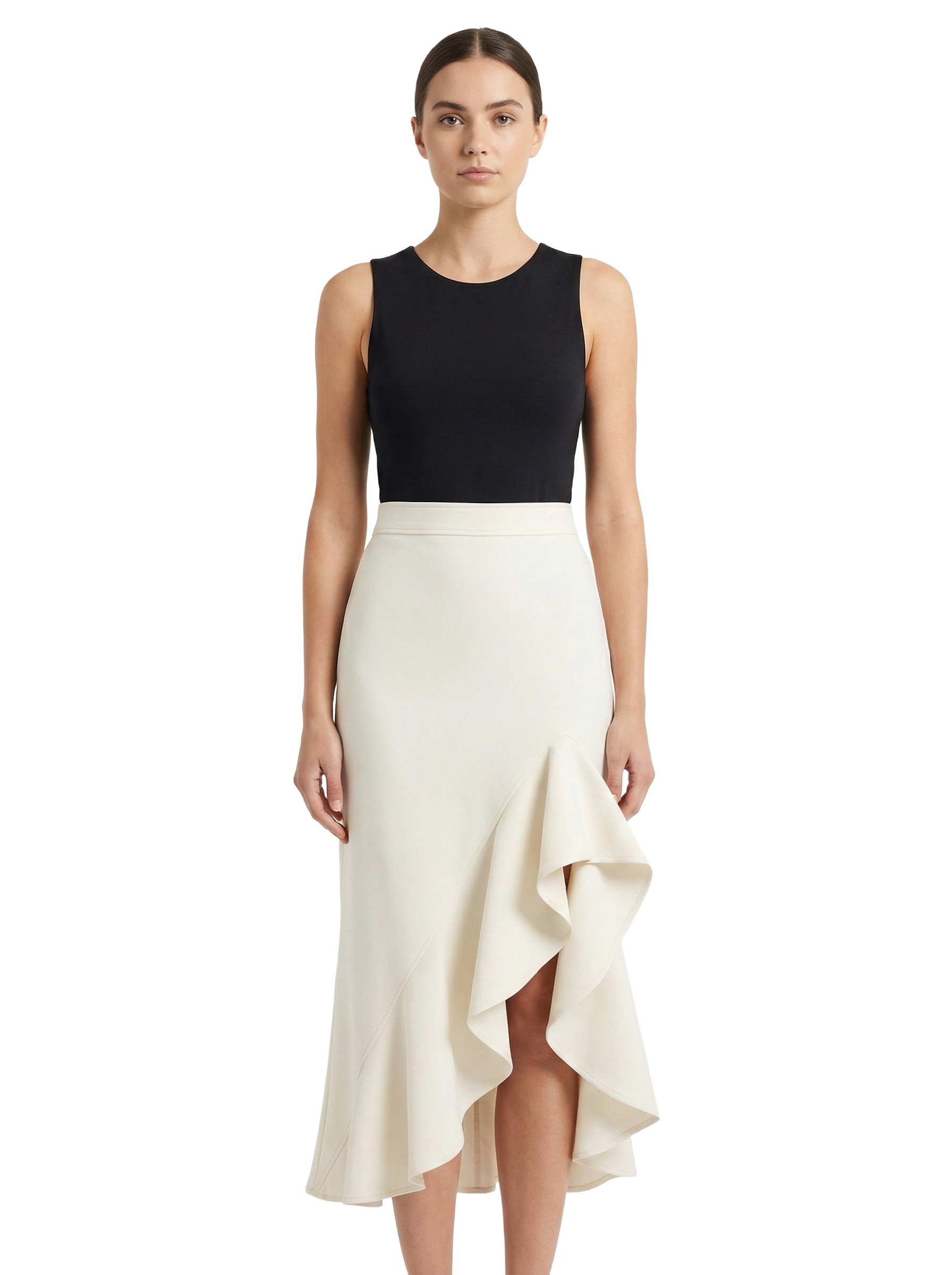 Alexis white ruffled midi skirt - size S