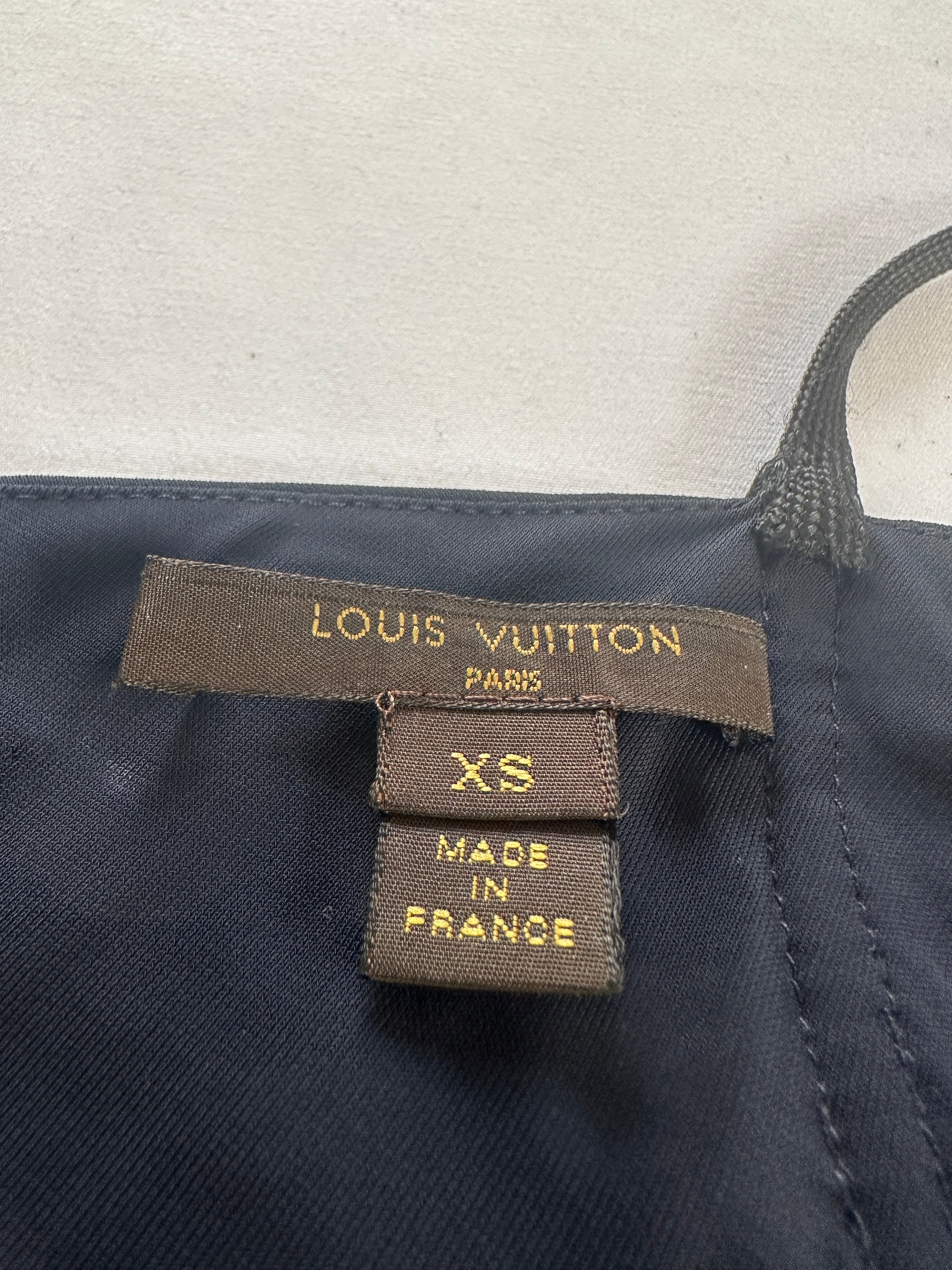 Louis Vuitton navy blue sleeveless V-neck dress with pocket detail and laces - size 34