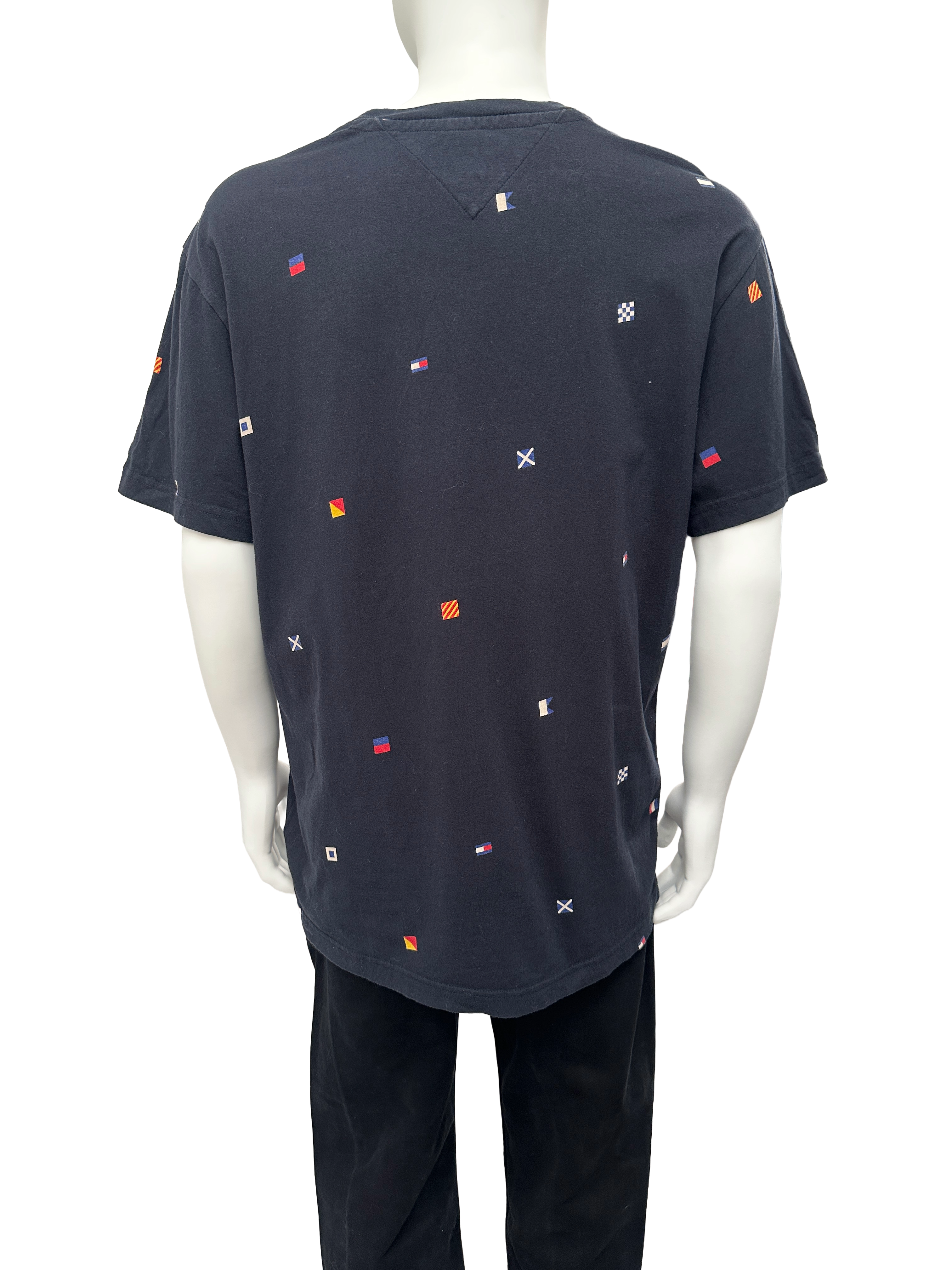 Tommy Jeans navy nautical flags print t-shirt - size L