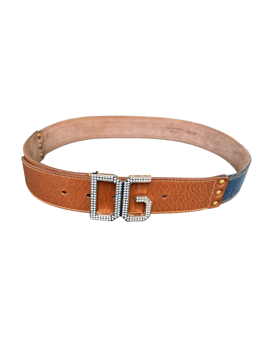 Dolce & Gabbana denim and leather belt - size 80cm – Avant