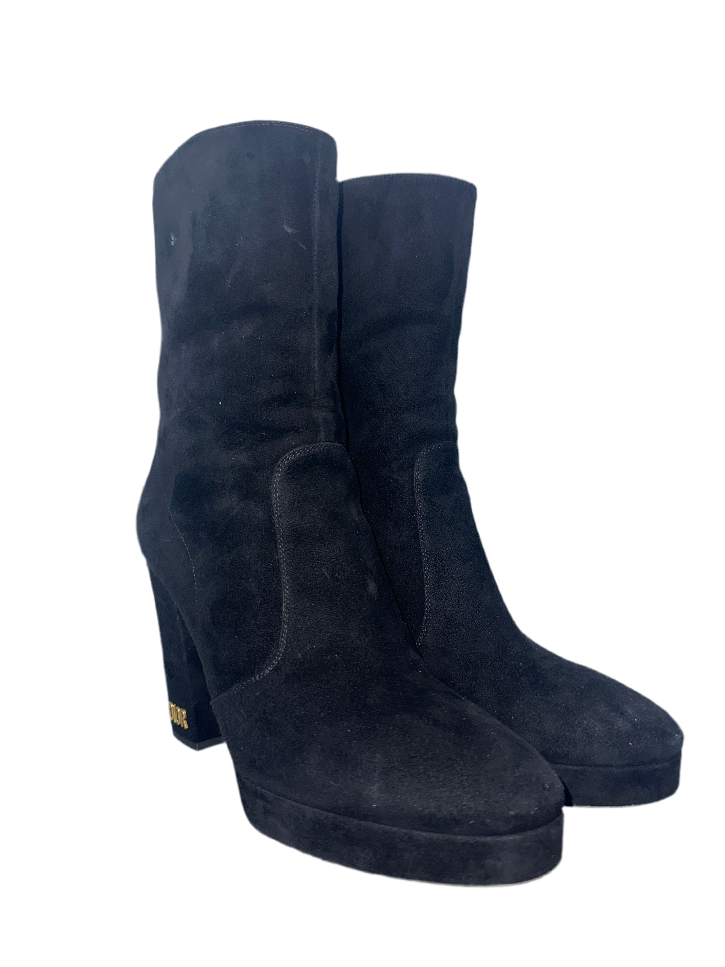 Dior D-Rise zipped boot in black suede calfskin - size 36.5