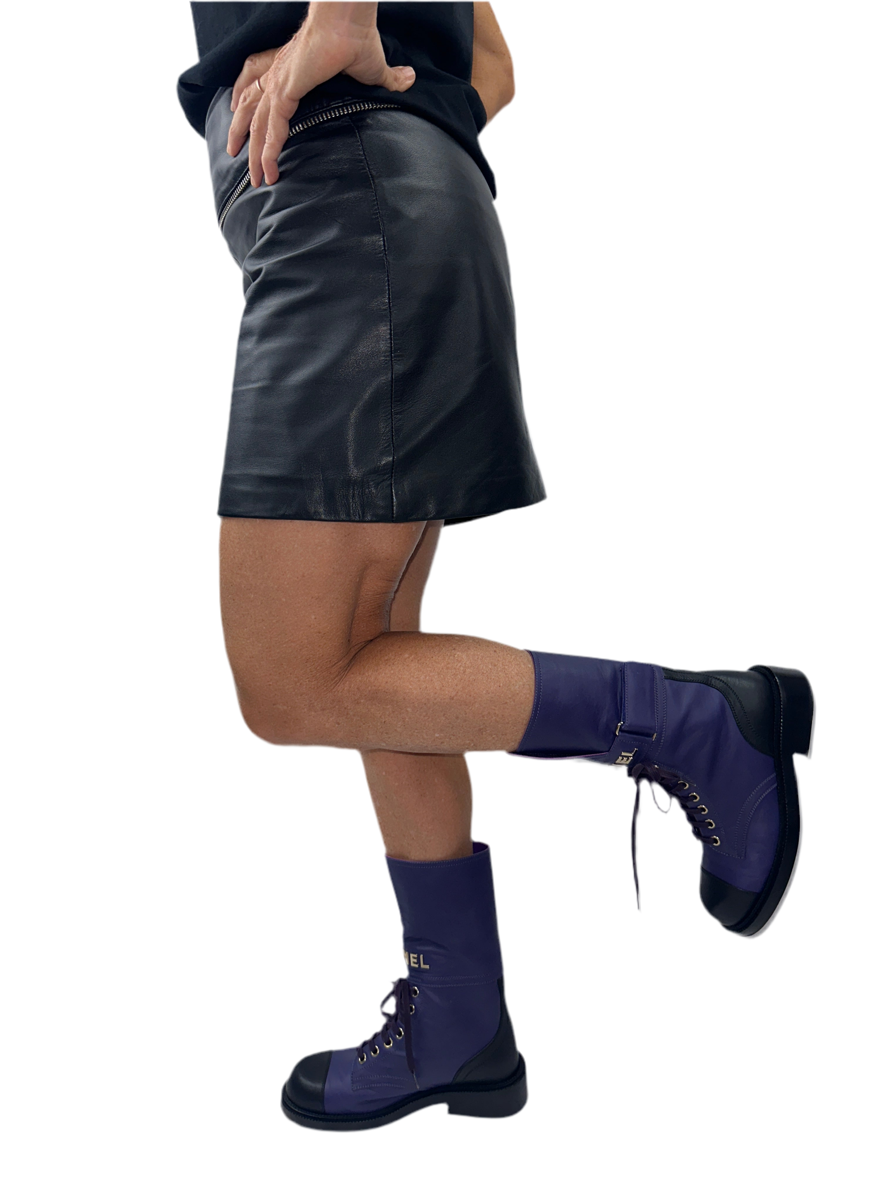 Chanel Fall winter 2022/2023 purple lace up boots - size 36.5