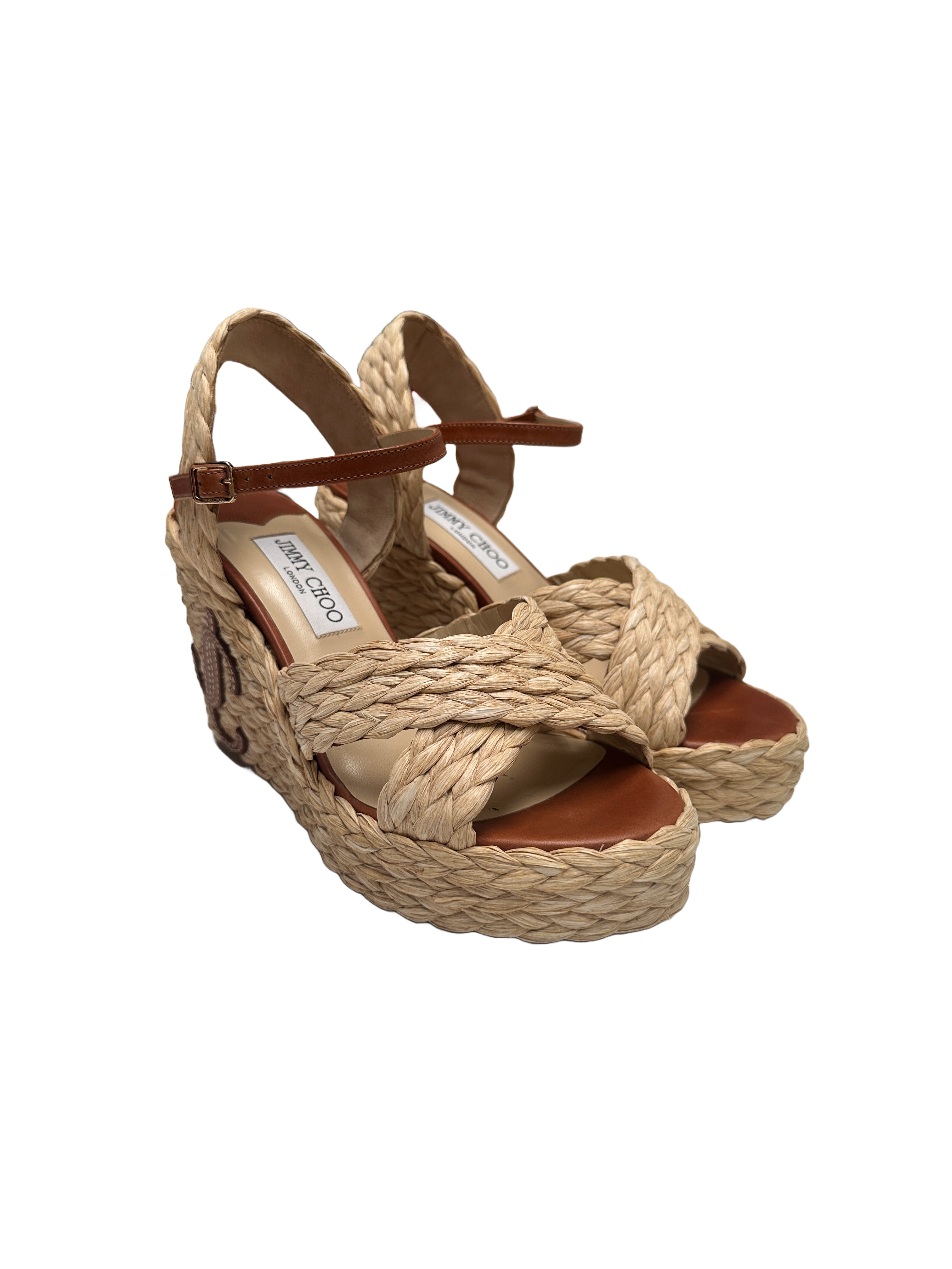 Jimmy Choo Dellena 100 raffia wedges - size 38.5