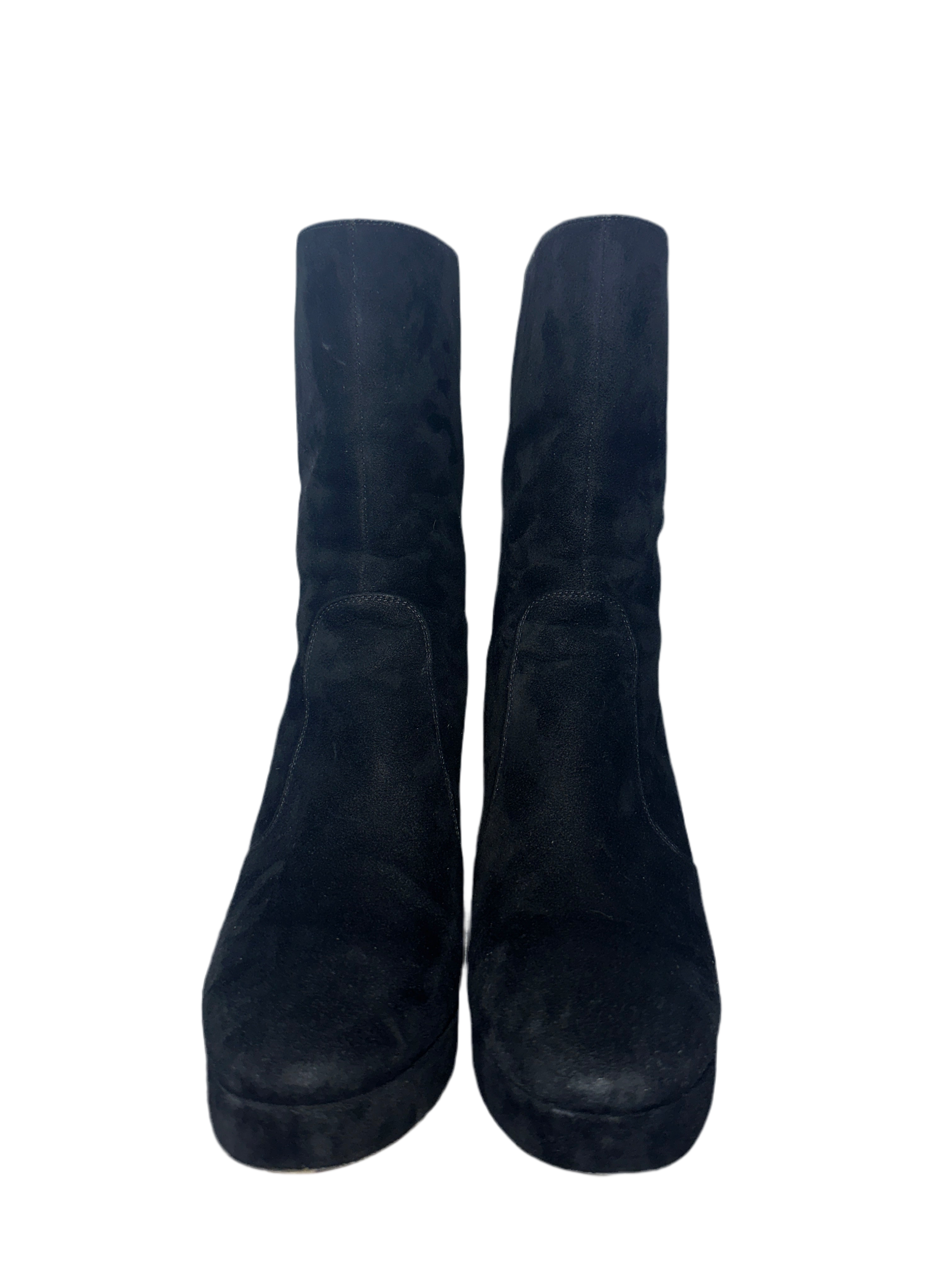 Dior D-Rise zipped boot in black suede calfskin - size 36.5