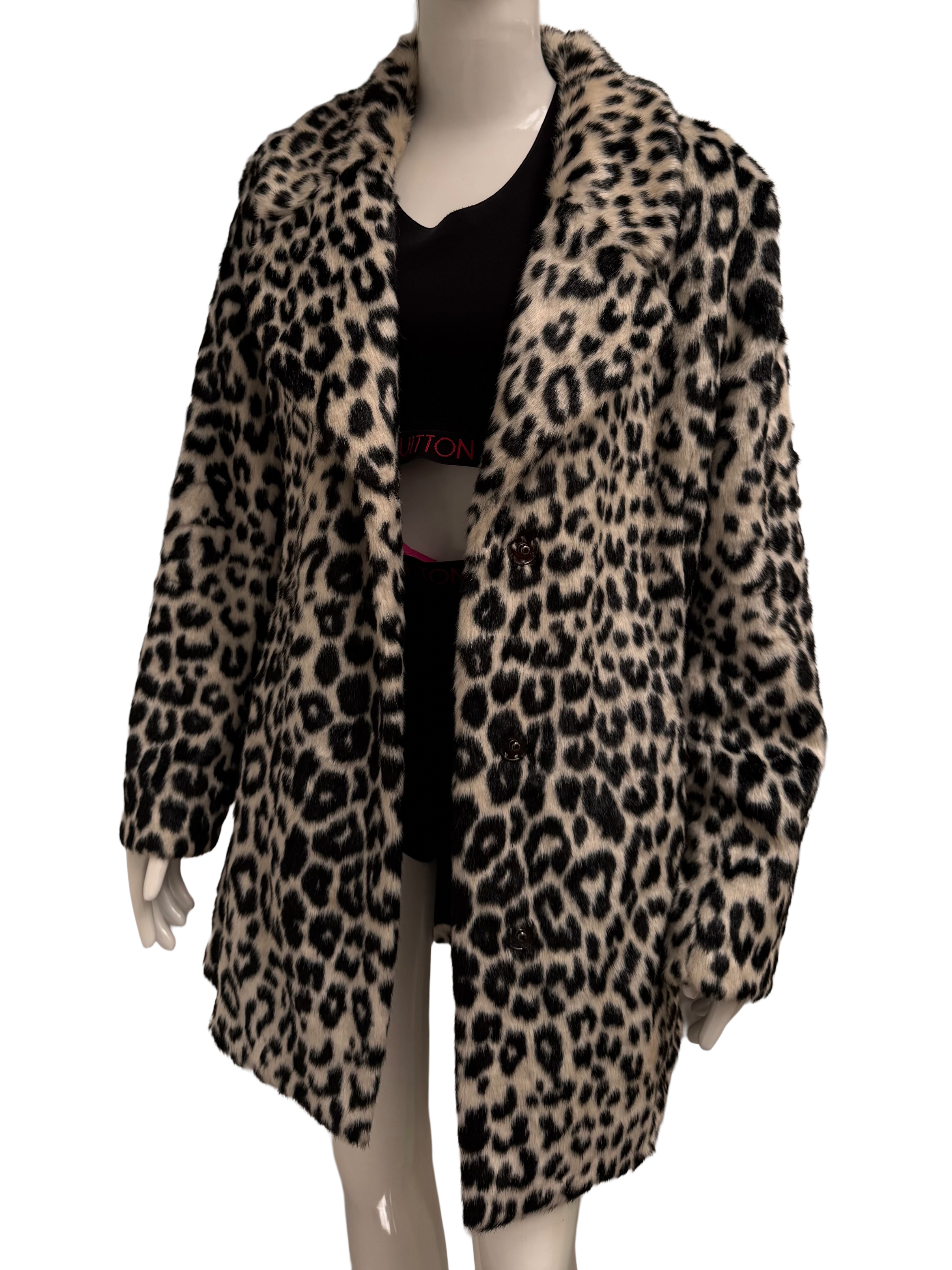 Guess leopard print faux fur coat - size 38