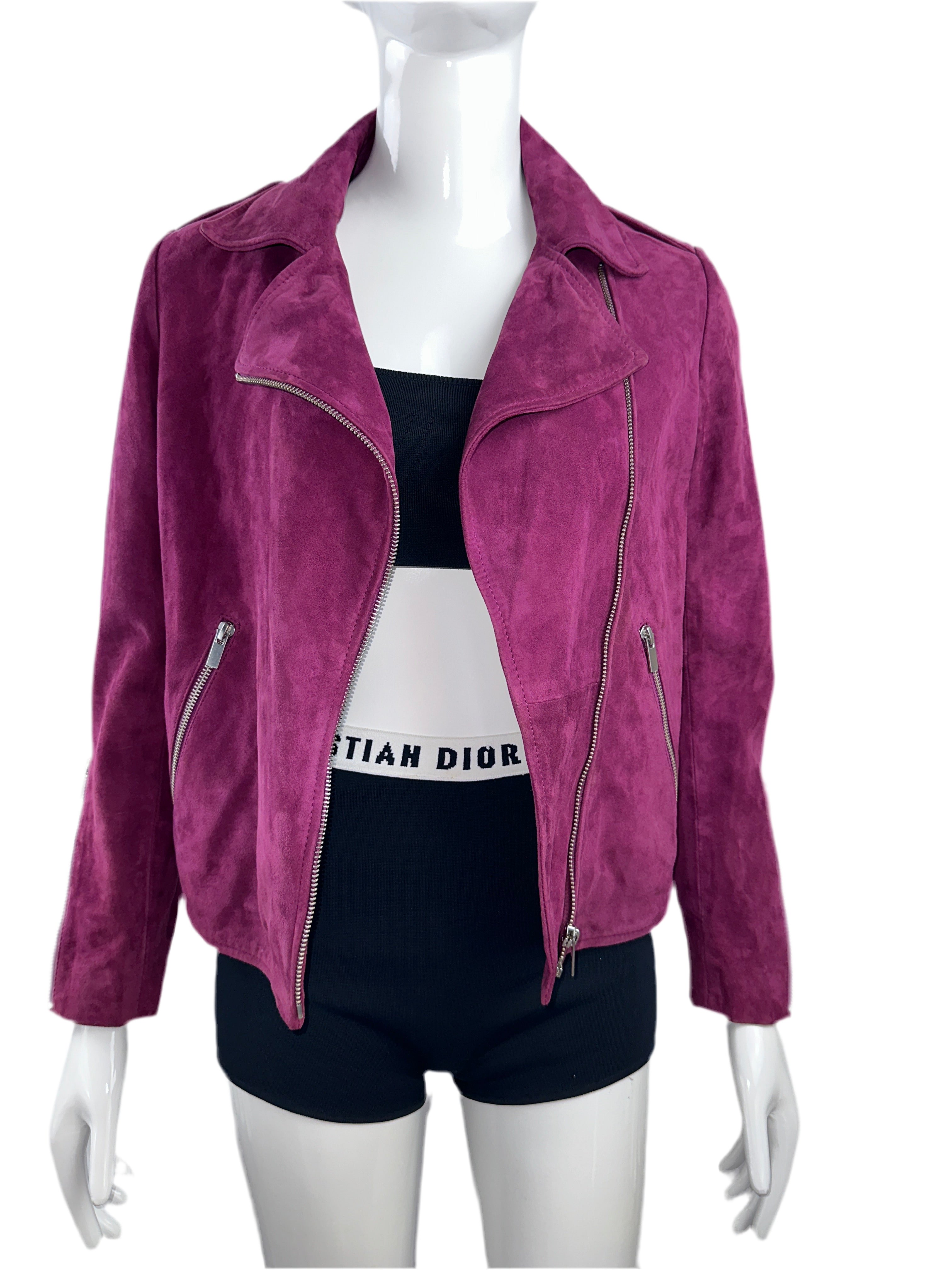 Comptoir des cotonniers purple jacket with silver zipper - size 34