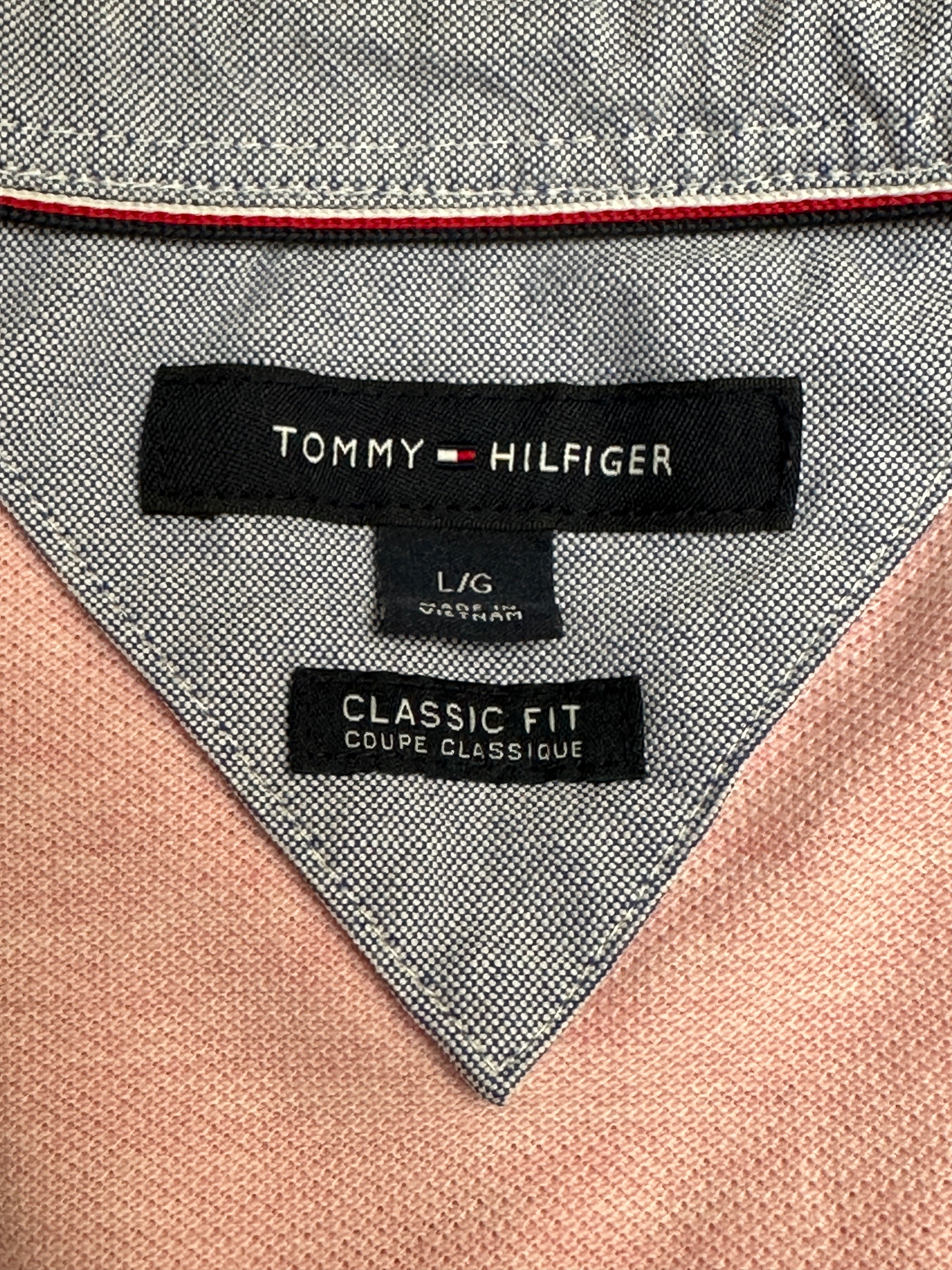 Tommy Hilfiger pink classic fit polo shirt - size L