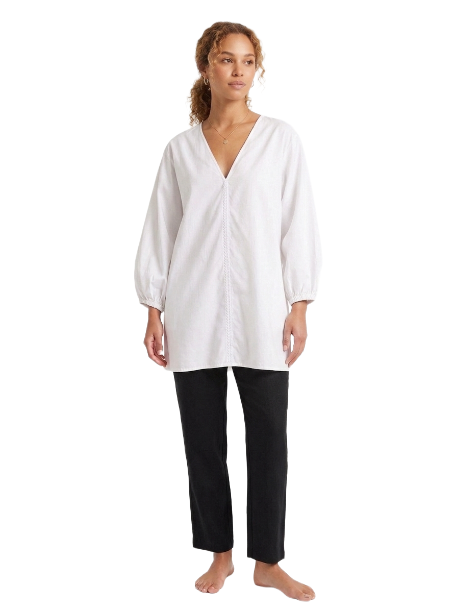 By Malene Birger white organic cotton v-neck blouse - size 38