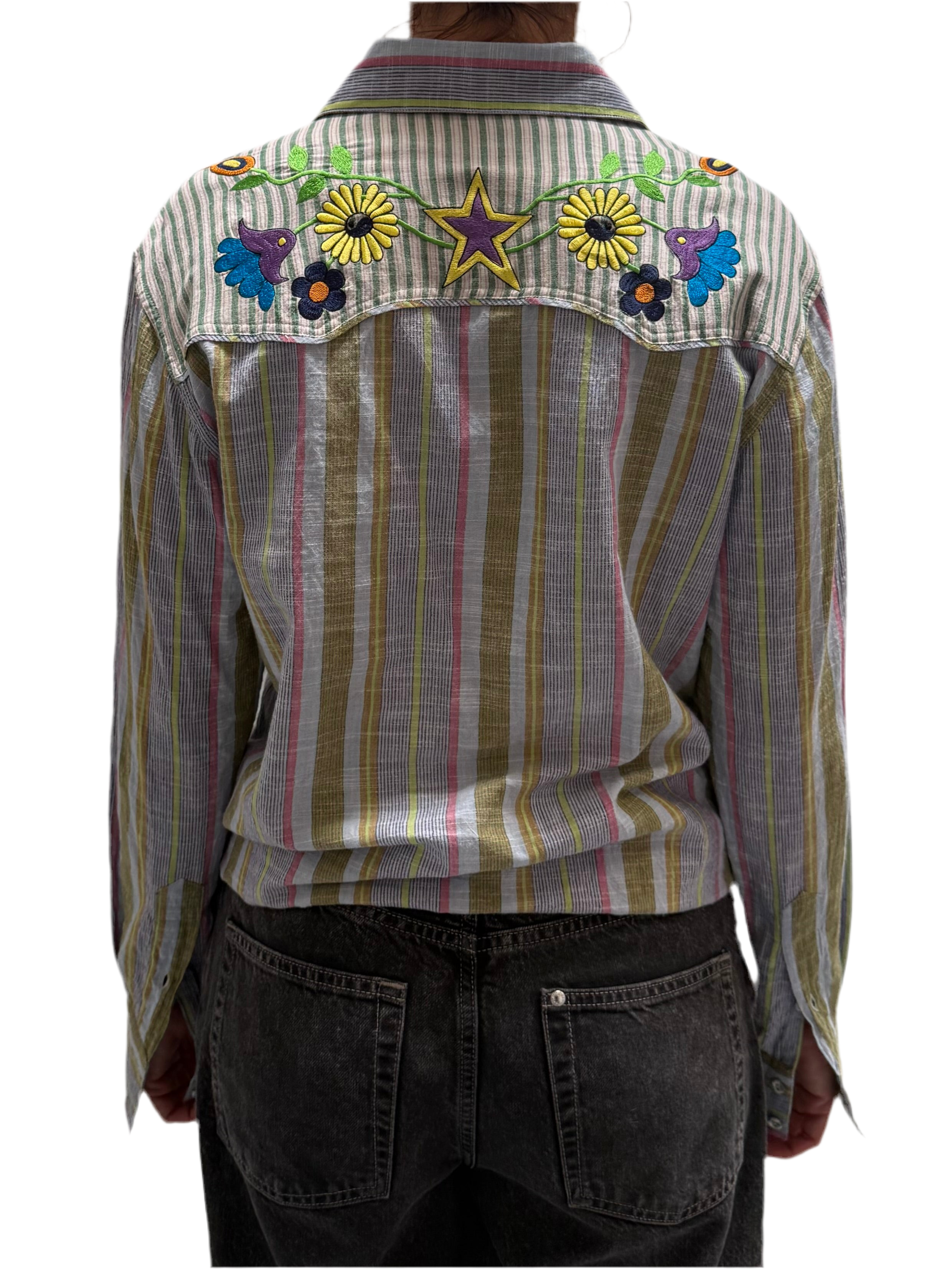 Monoki Striped, colorful cowboy shirt - size 38