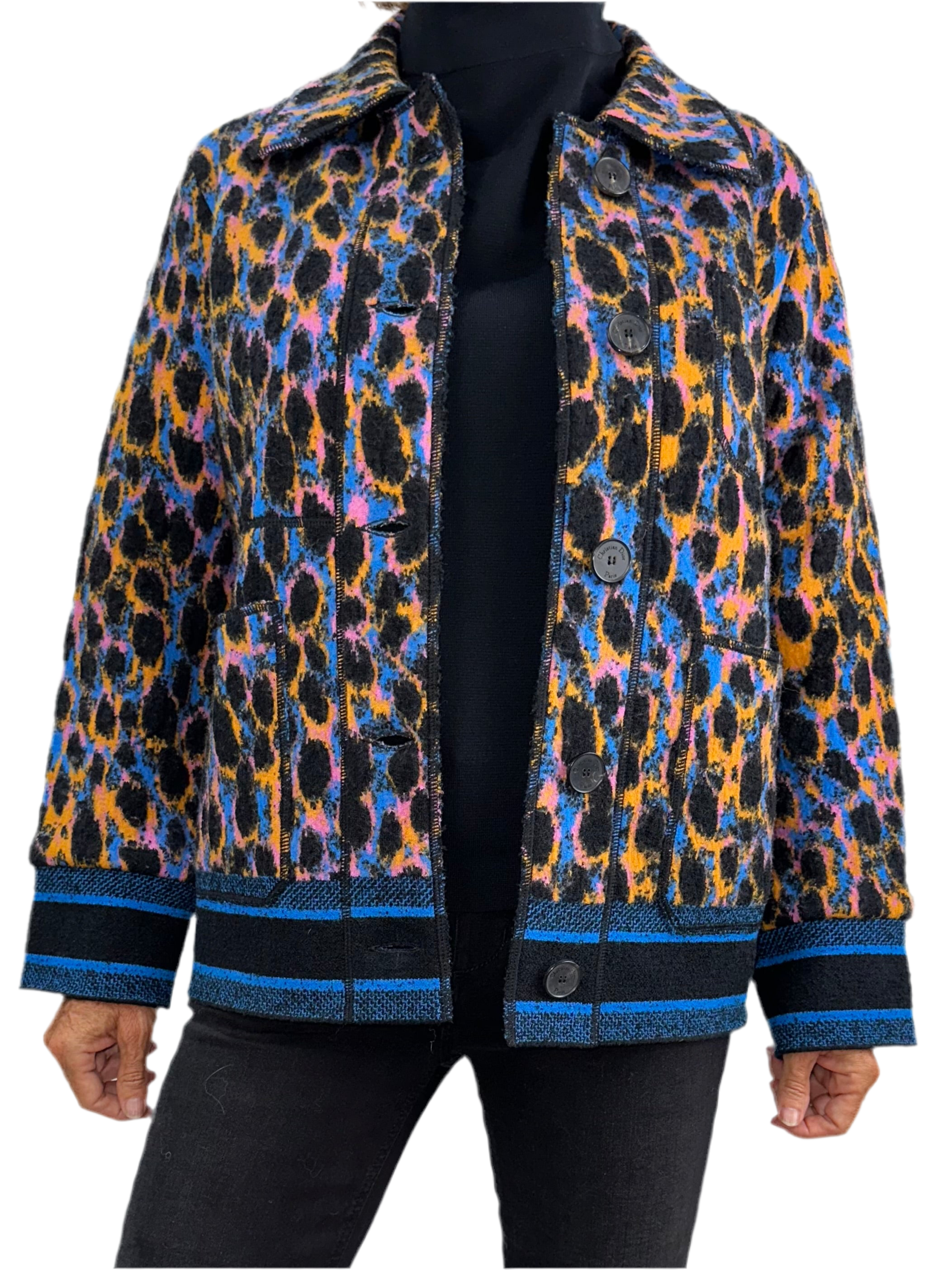 Dior multicolor leopard print jacket - size 34