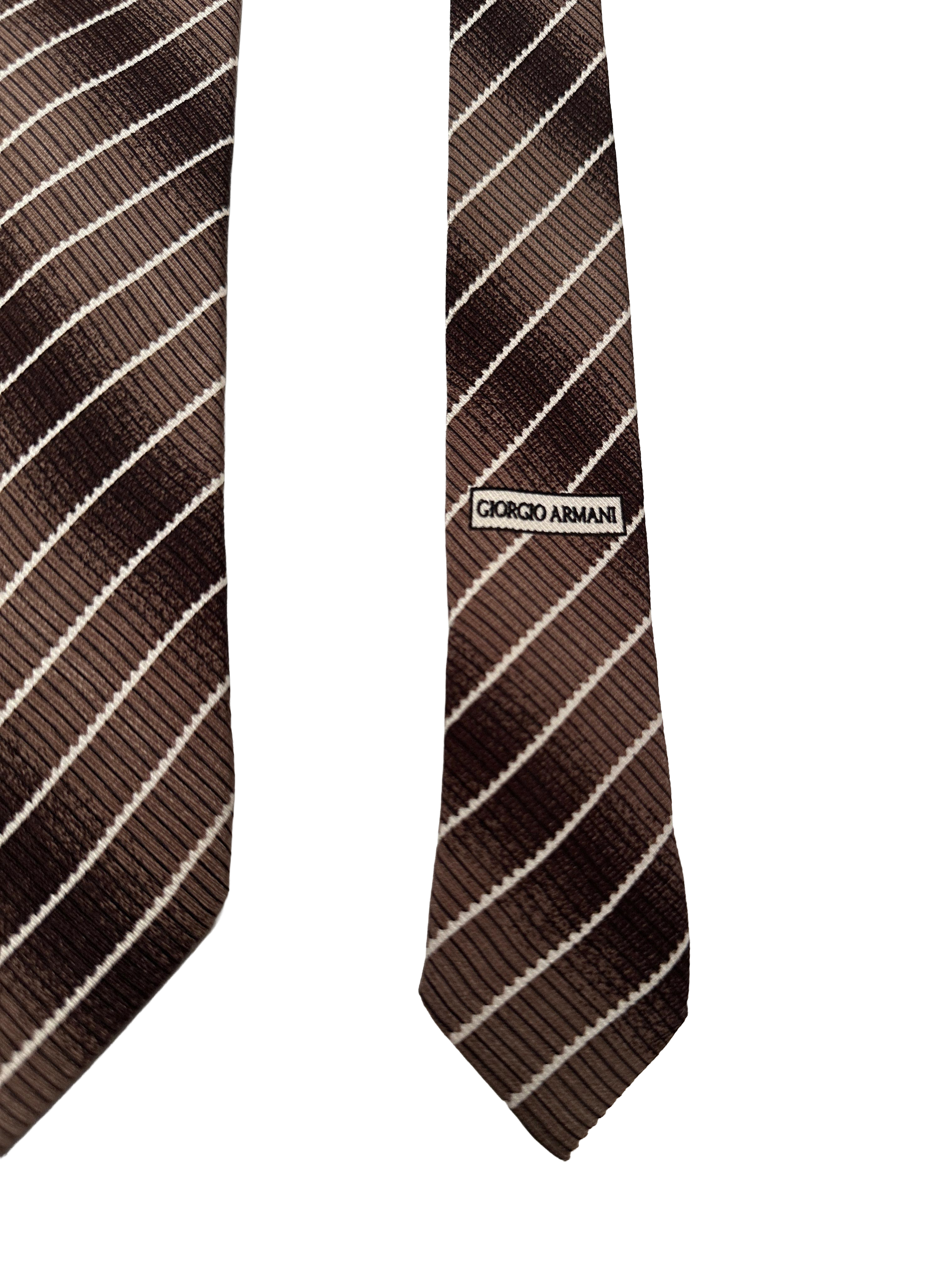Armani Collezioni silk tie (brown & ivory stripes)