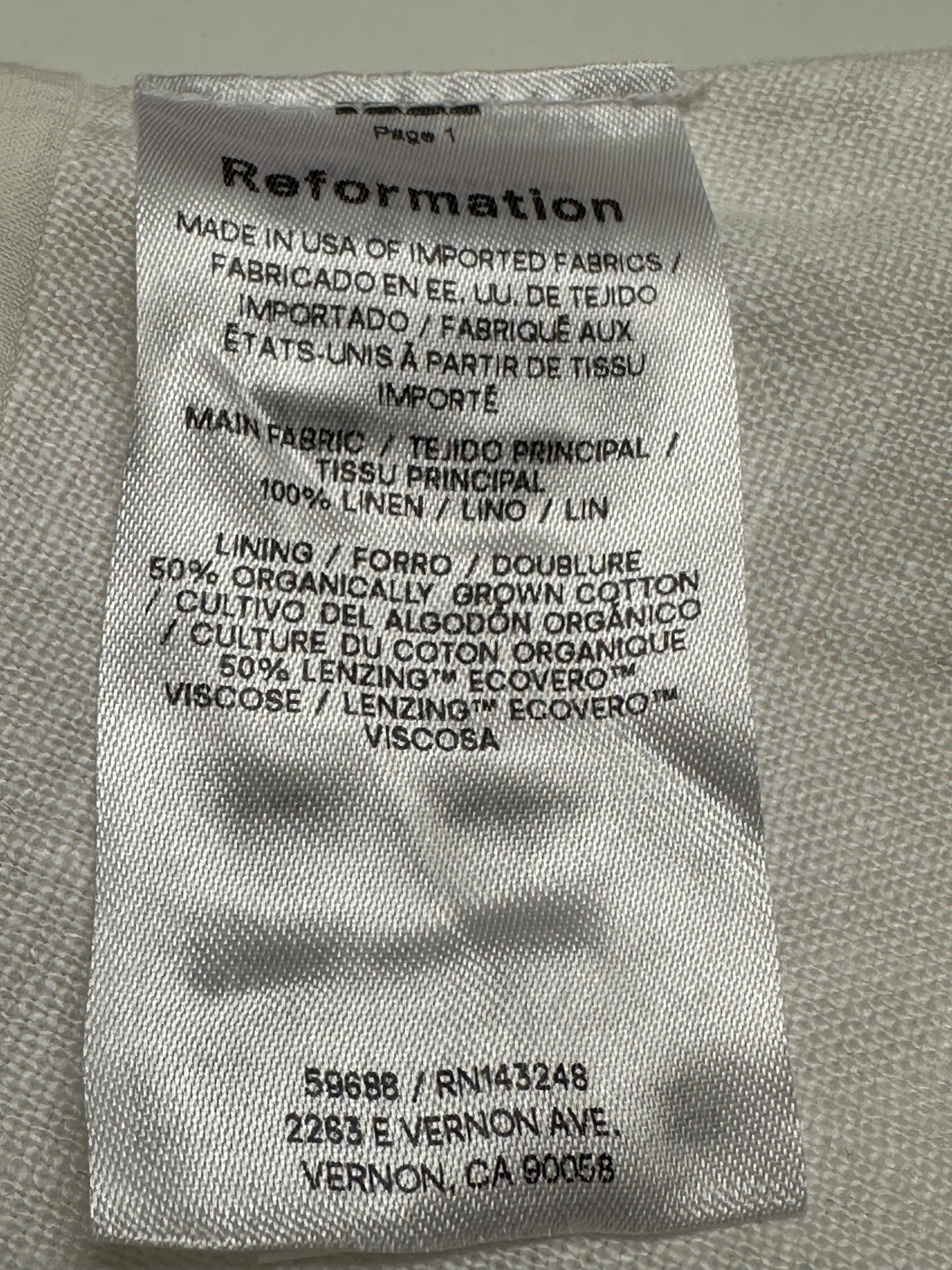 Reformation white round neck top - size 36
