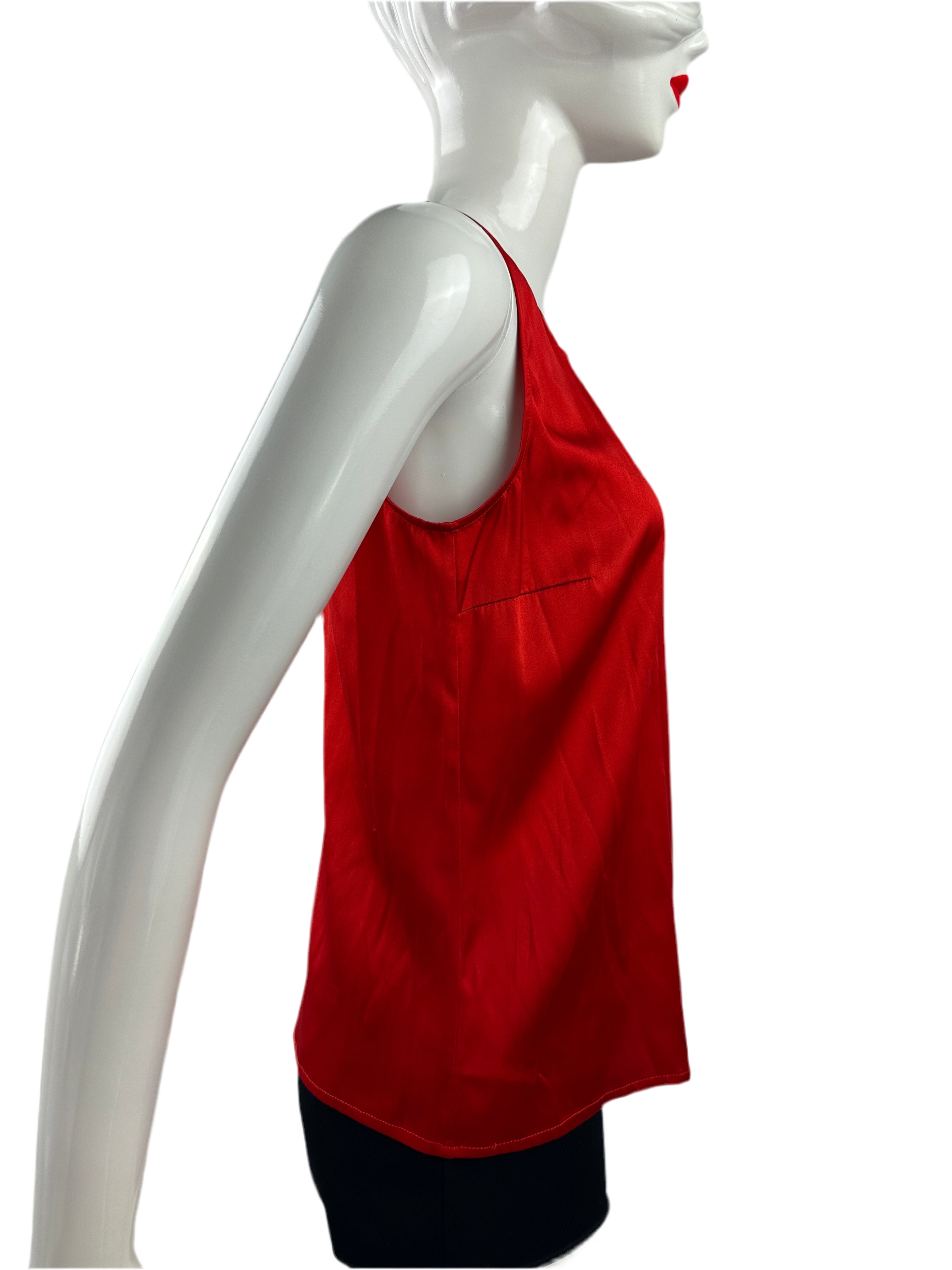 Hugo Boss sleeveless red top with neckline opening - size 36