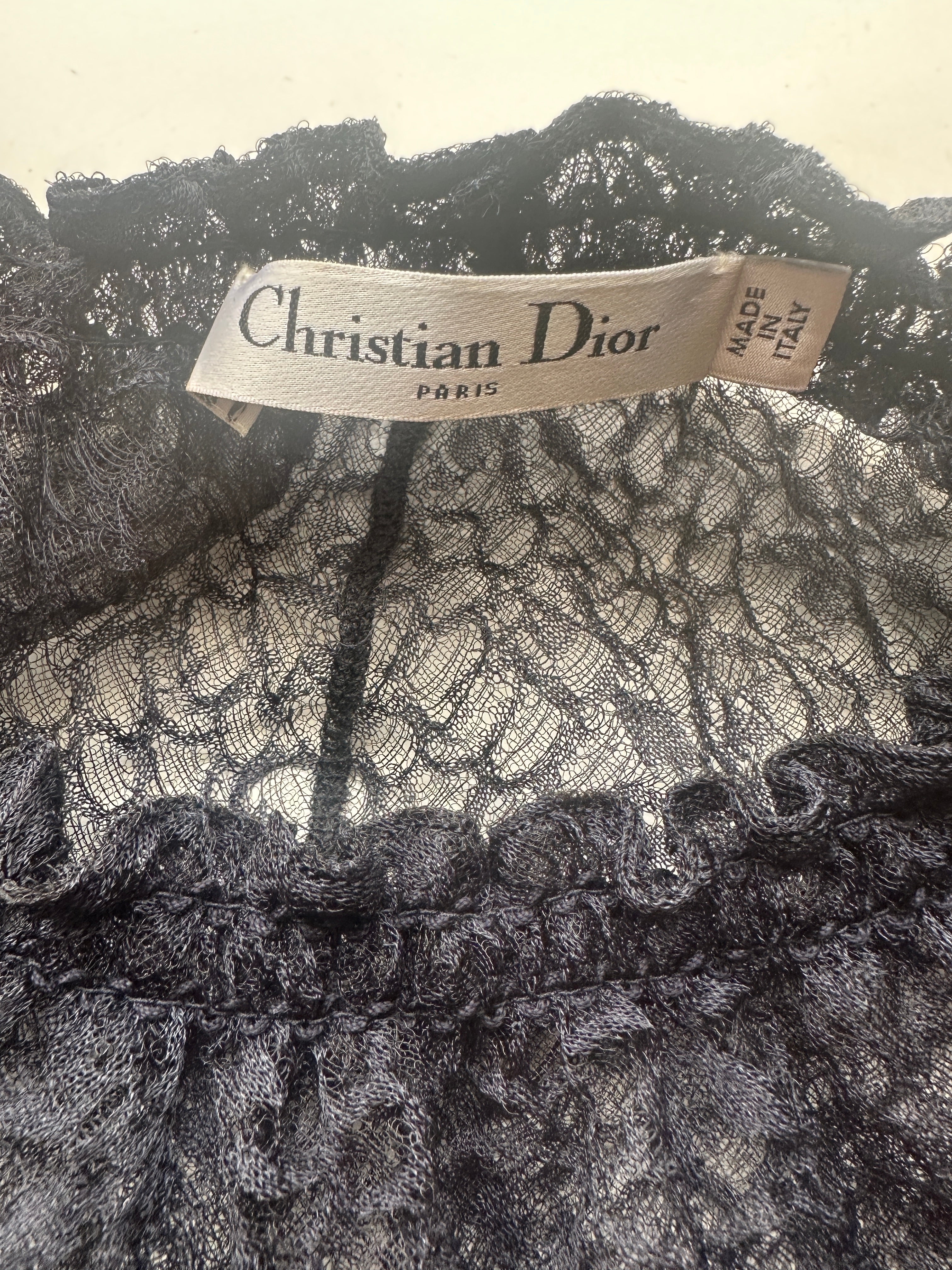 Dior blue lace off-shoulder top - size 36