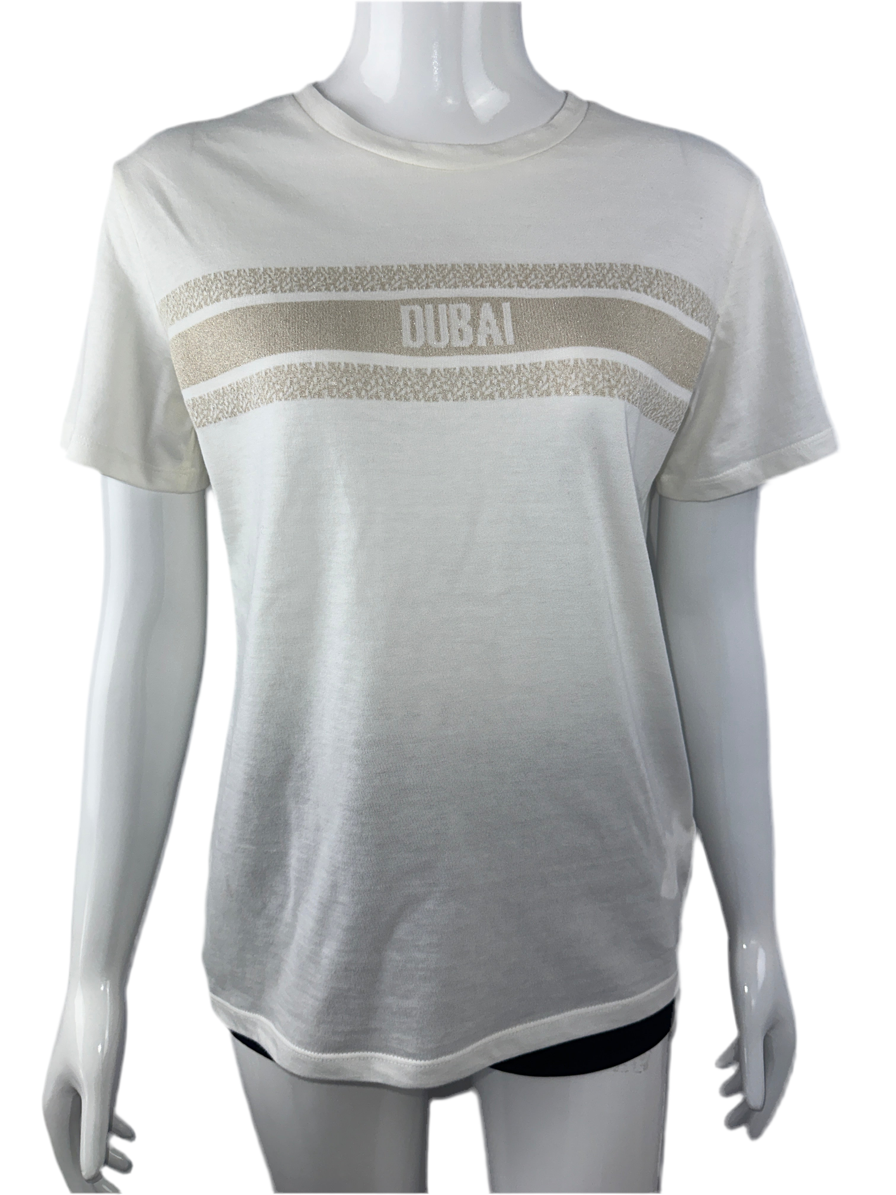 Dior beige gold T-shirt with "Dubai" inscription - size 36