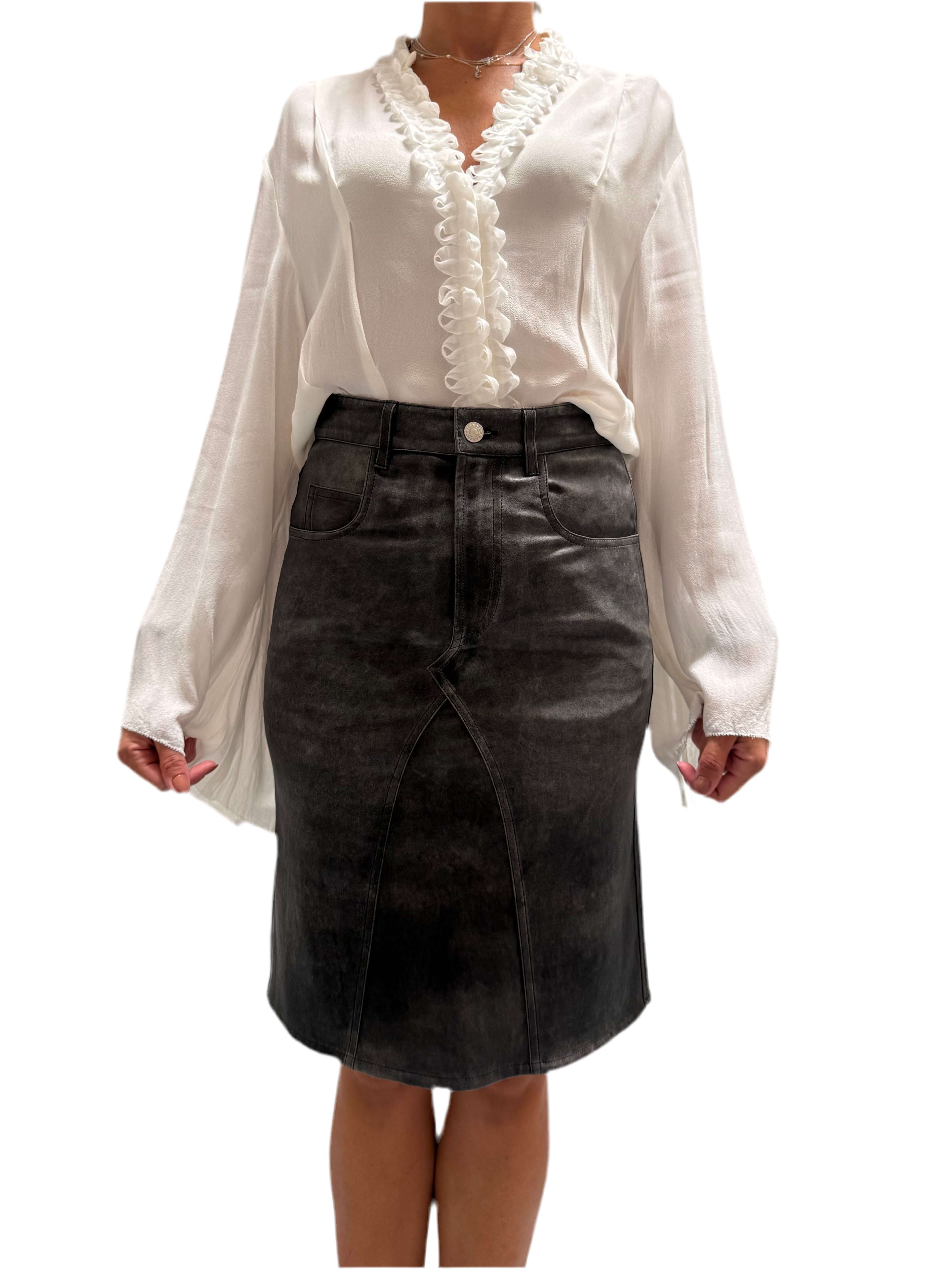 Isabel Marant Straight grey leather skirt - size 38