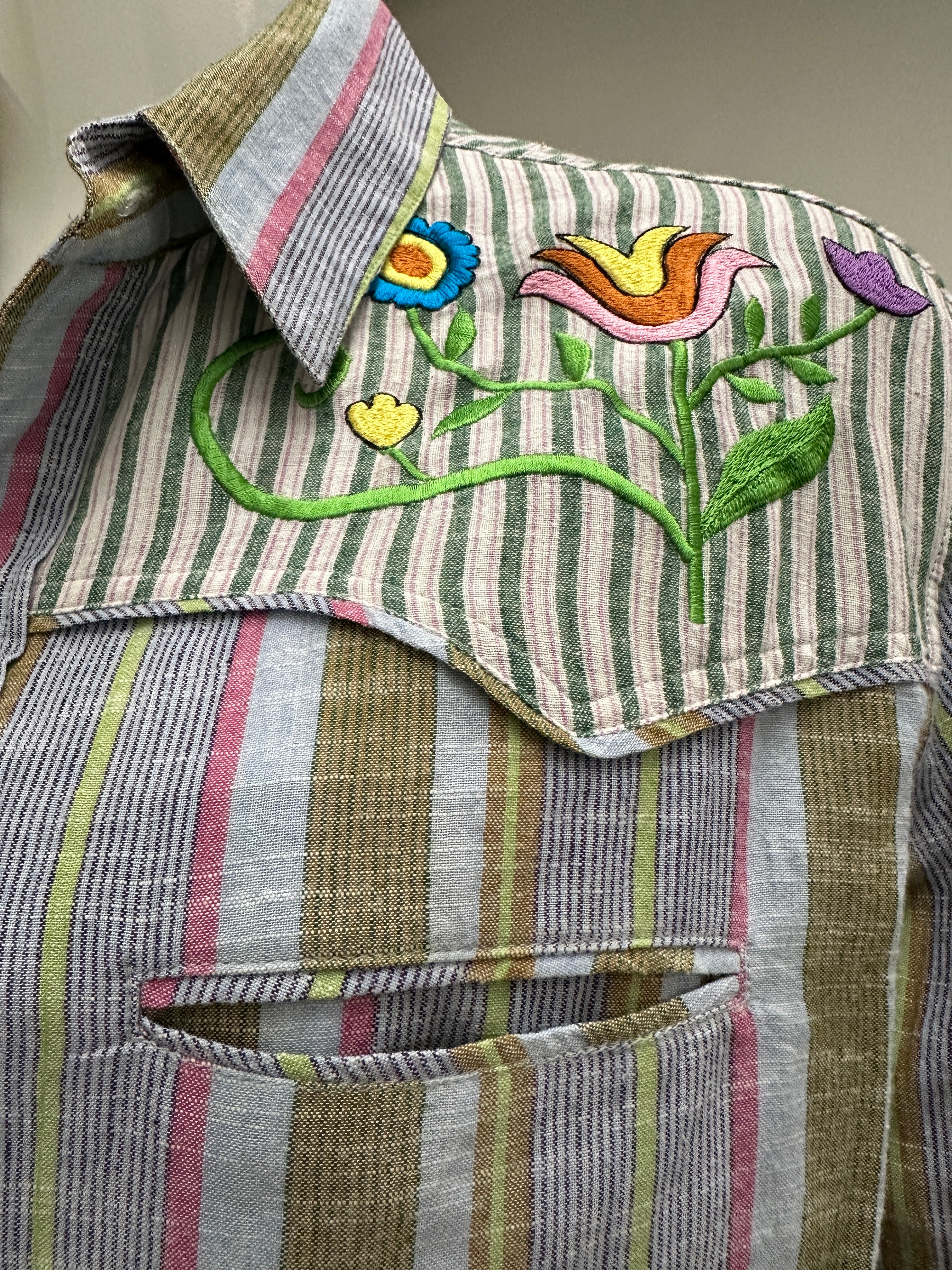 Monoki Striped, colorful cowboy shirt - size 38