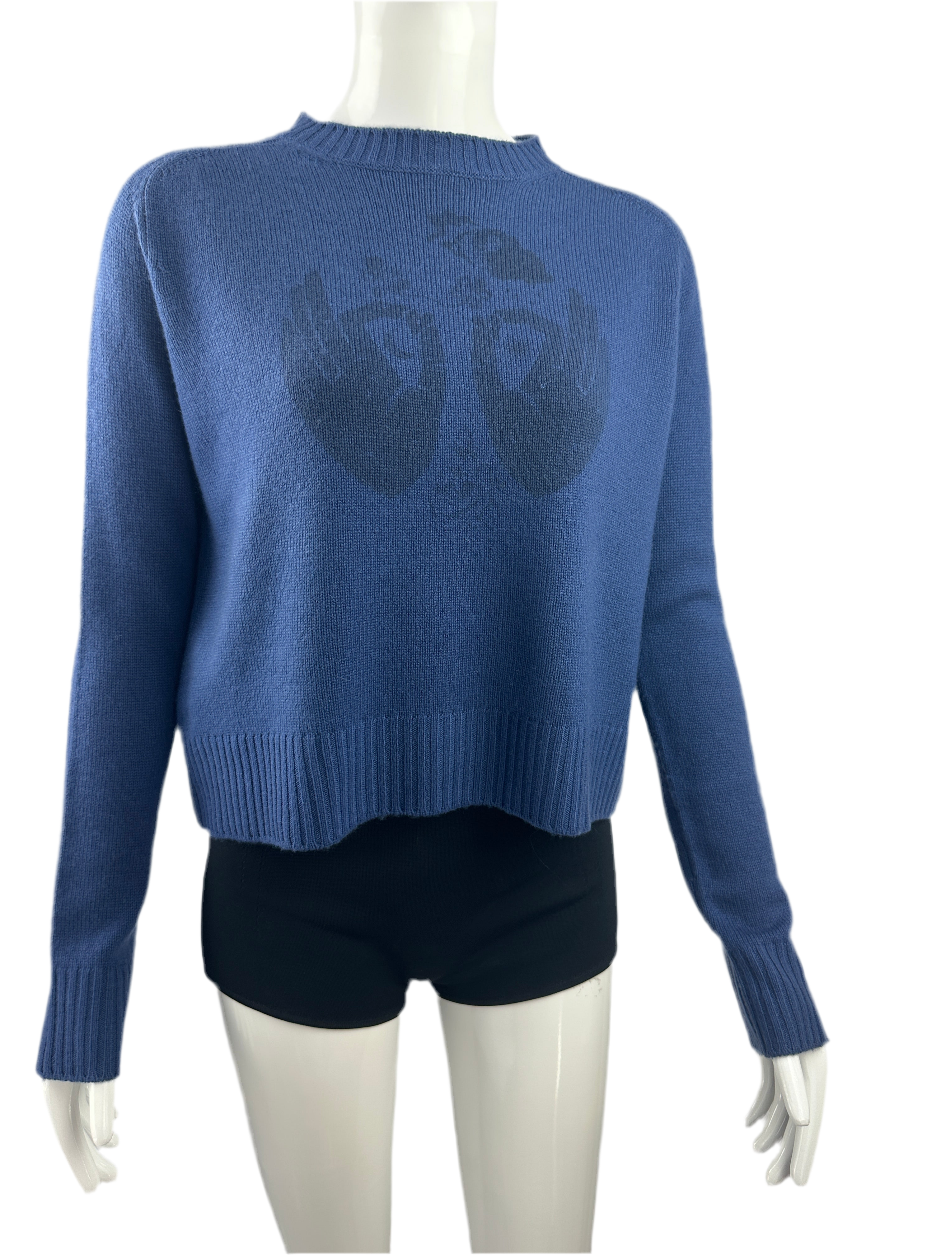 Dior blue sweater with dark blue hand design - size 36