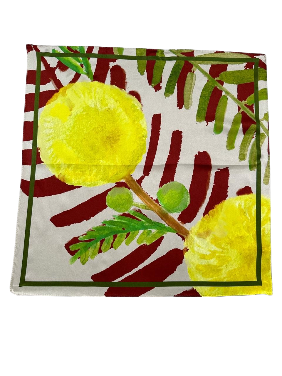 100% silk botanical printed square