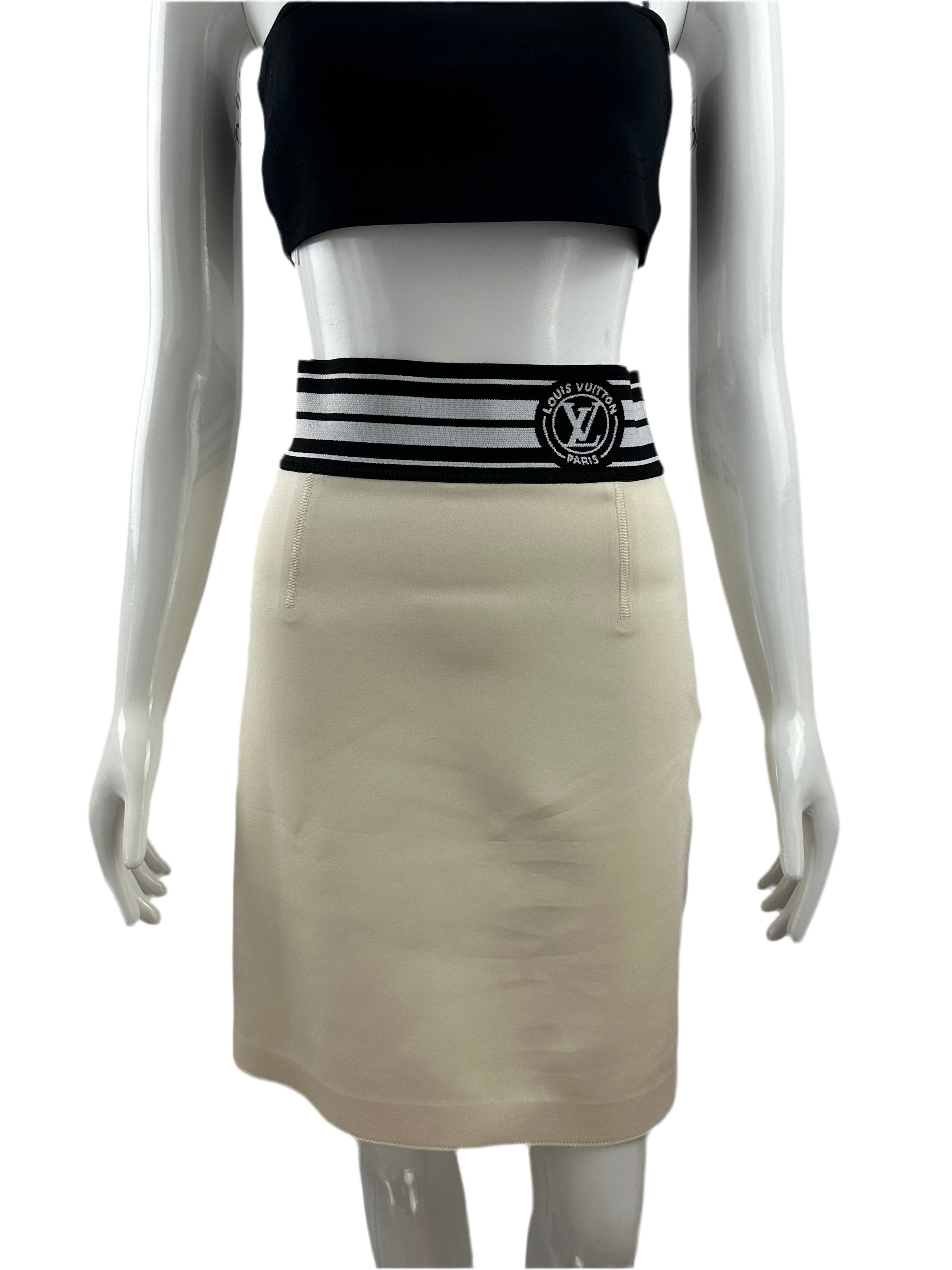 Louis Vuitton cream skirt with black and white elastic waistband - size 36