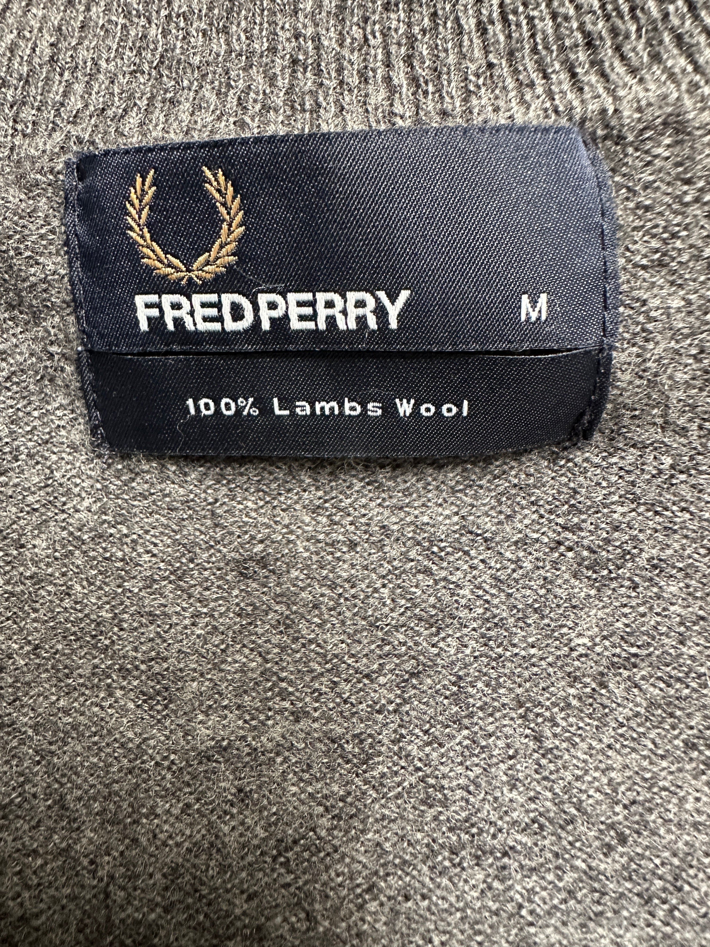 Fred Perry grey v-neck sweater - size M