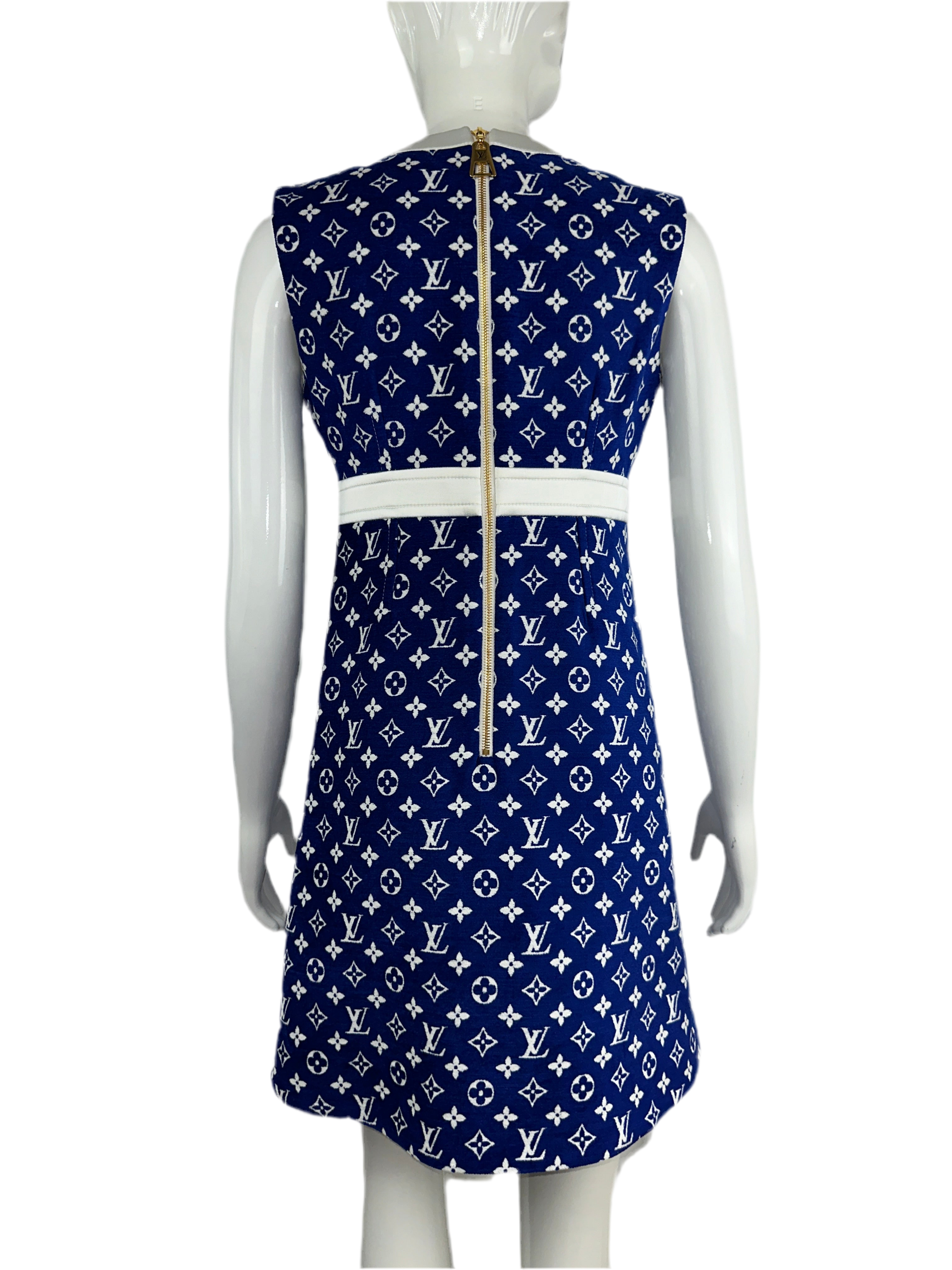 Louis Vuitton blue dress with white monogram - size 38