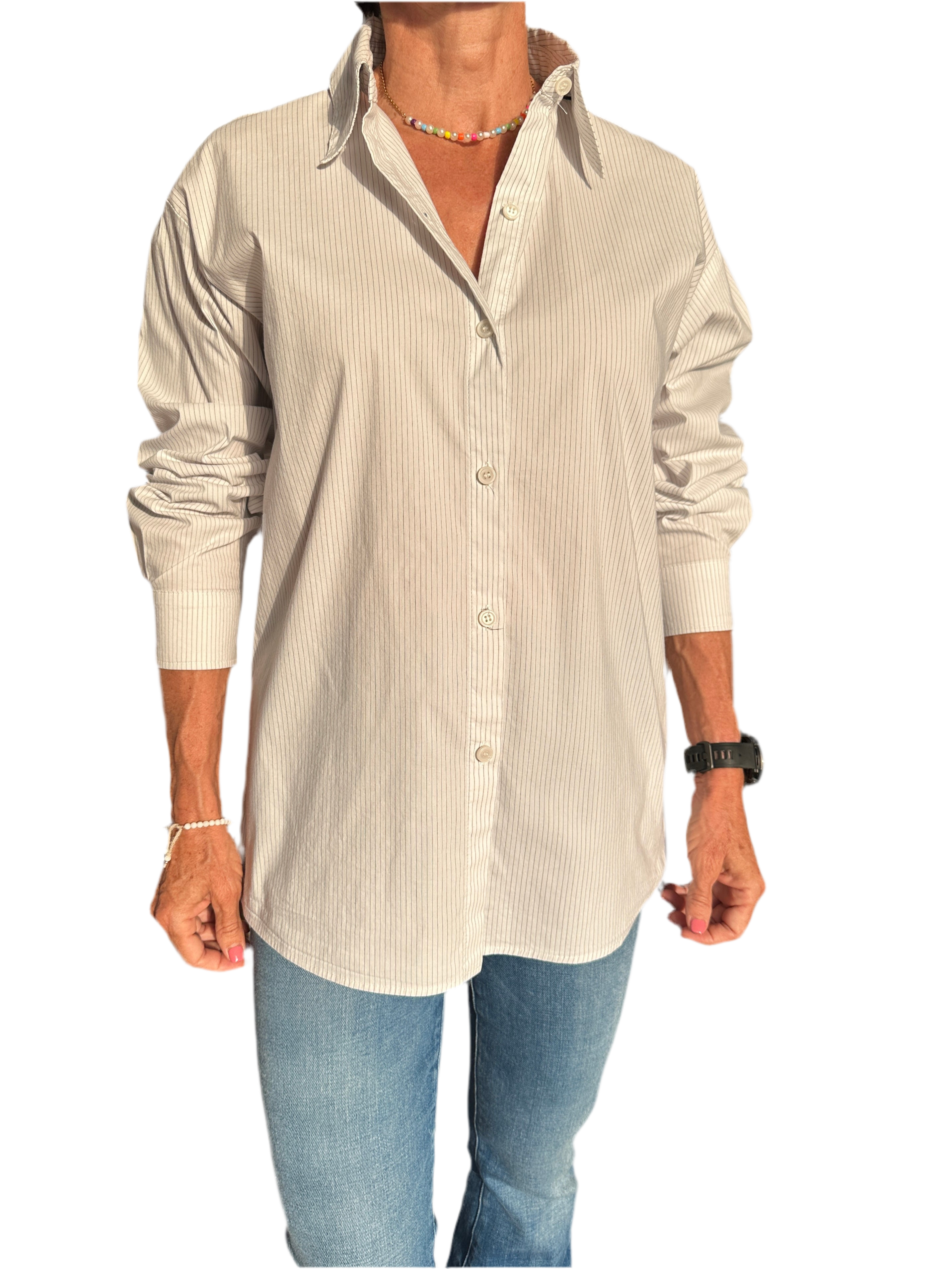 Ba&sh Shirt cotton white and blue stripes - size 32