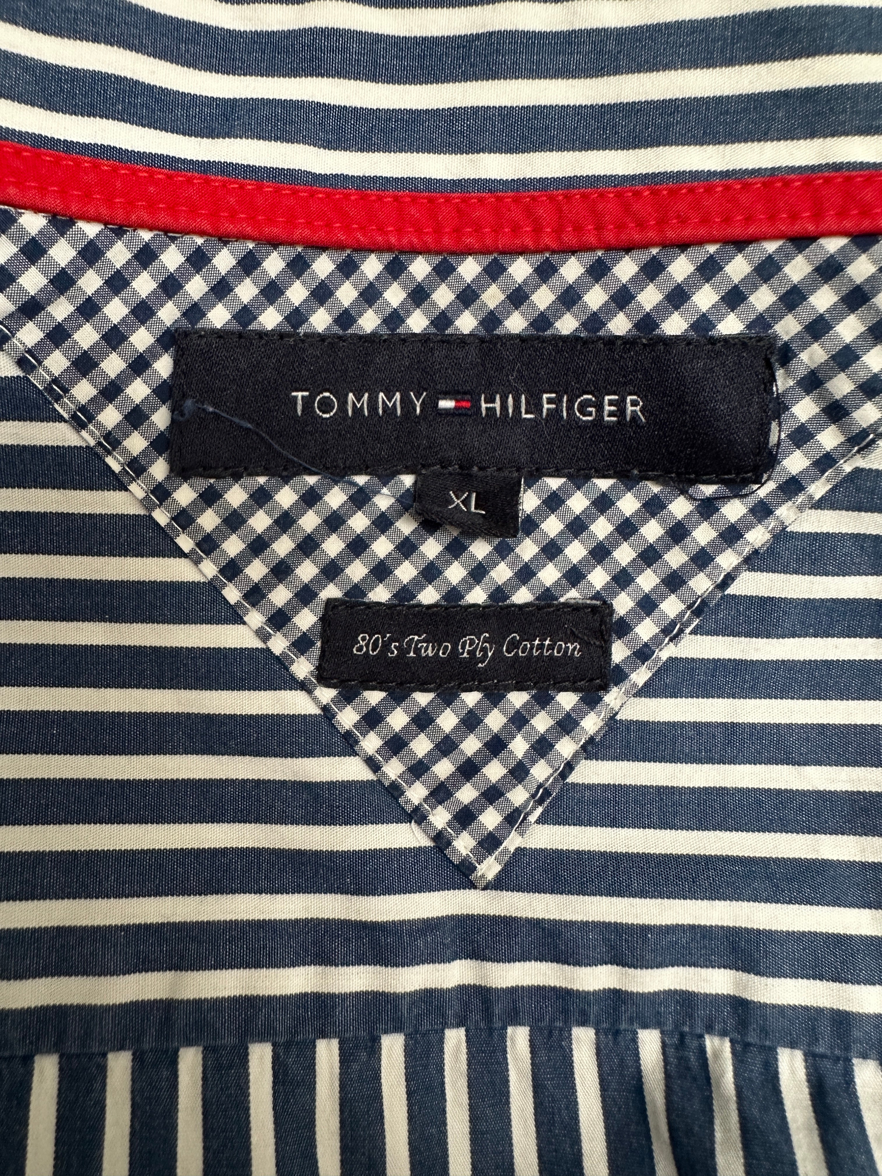 Tommy Hilfiger navy & white striped button-down shirt - size XL