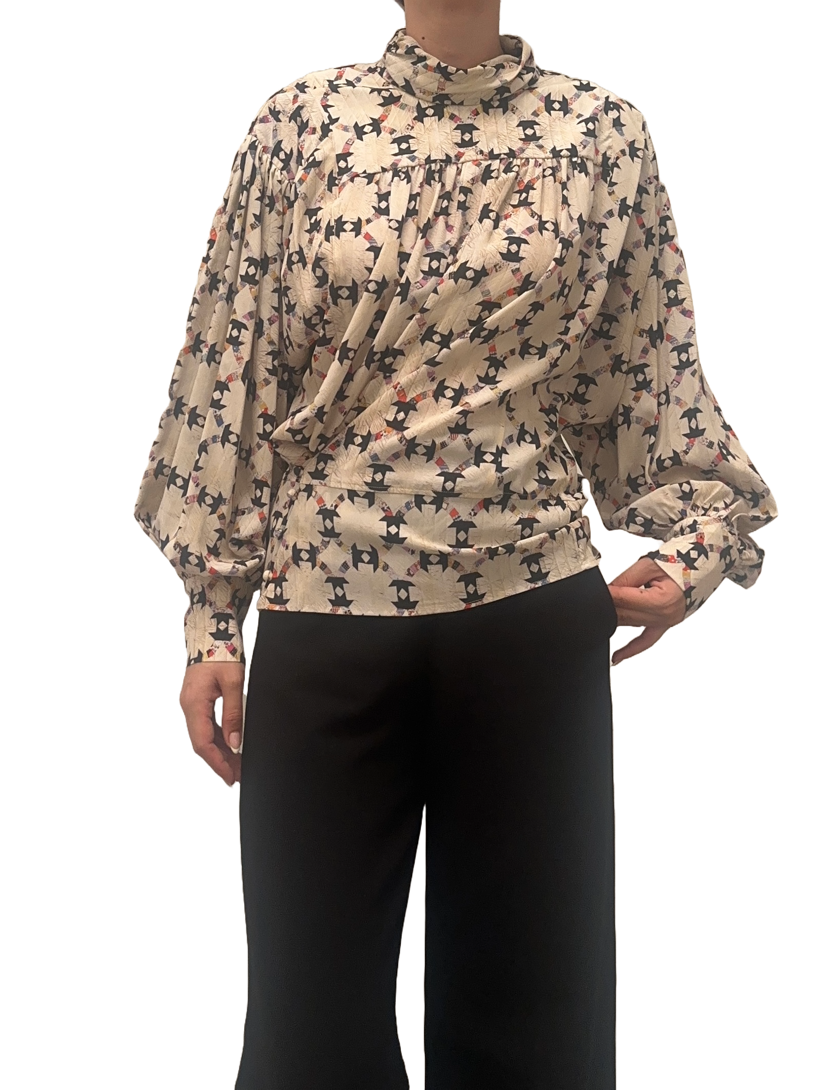 Isabel Marant cream blouse with multicolor pattern - size 38