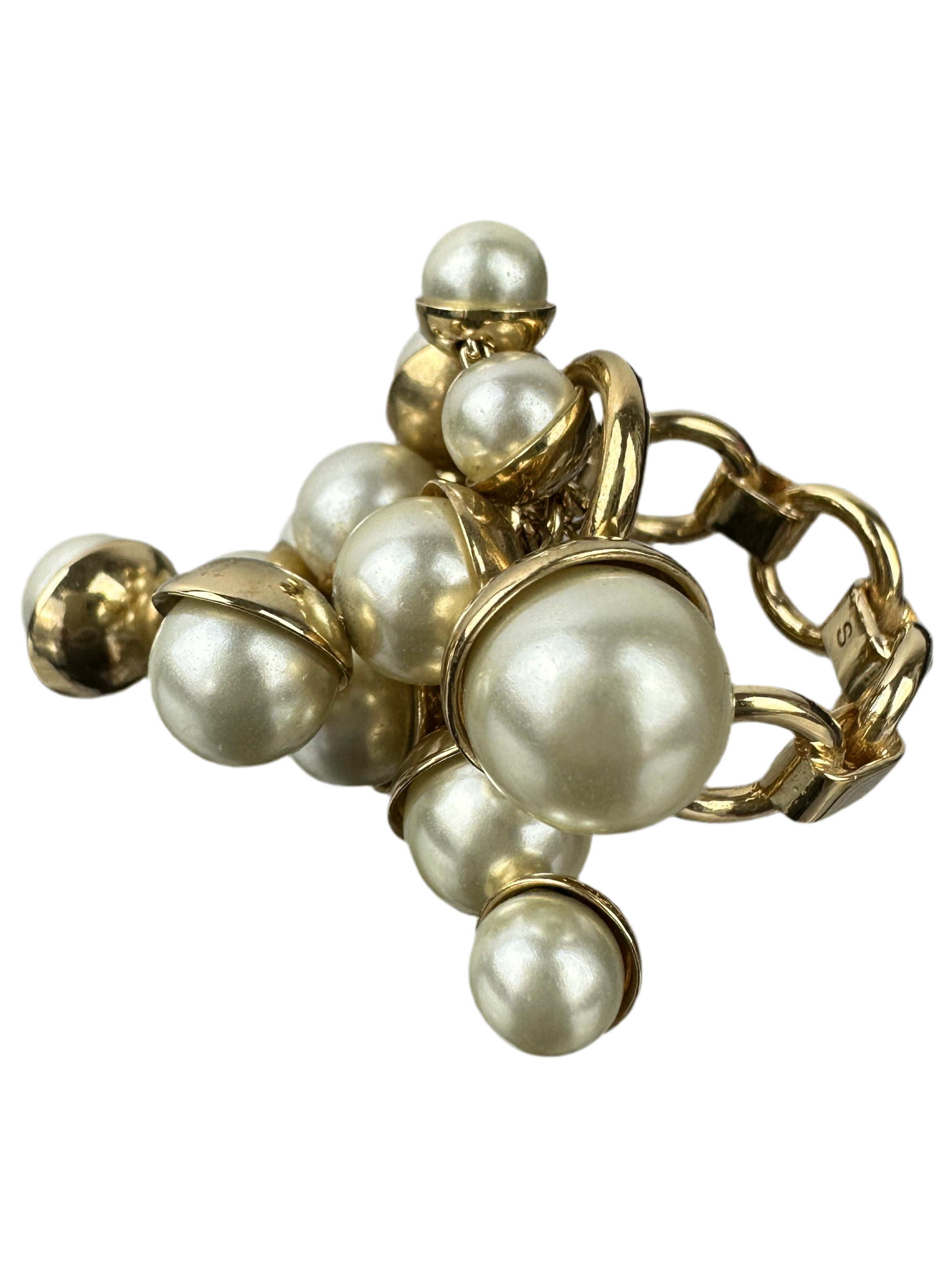 Dior faux pearl gold ring size 50