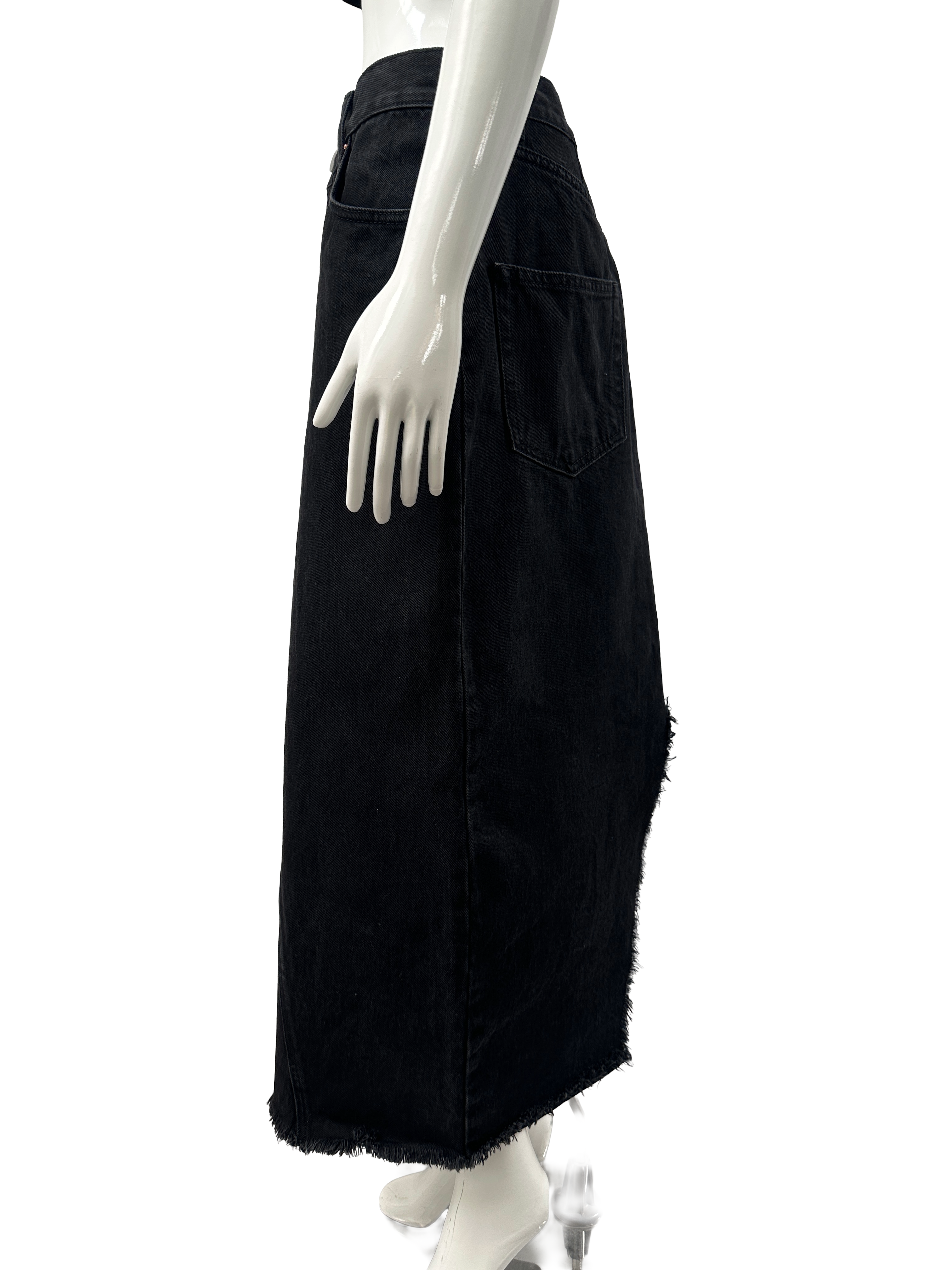 Raey black organic cotton denim midi skirt - size 40