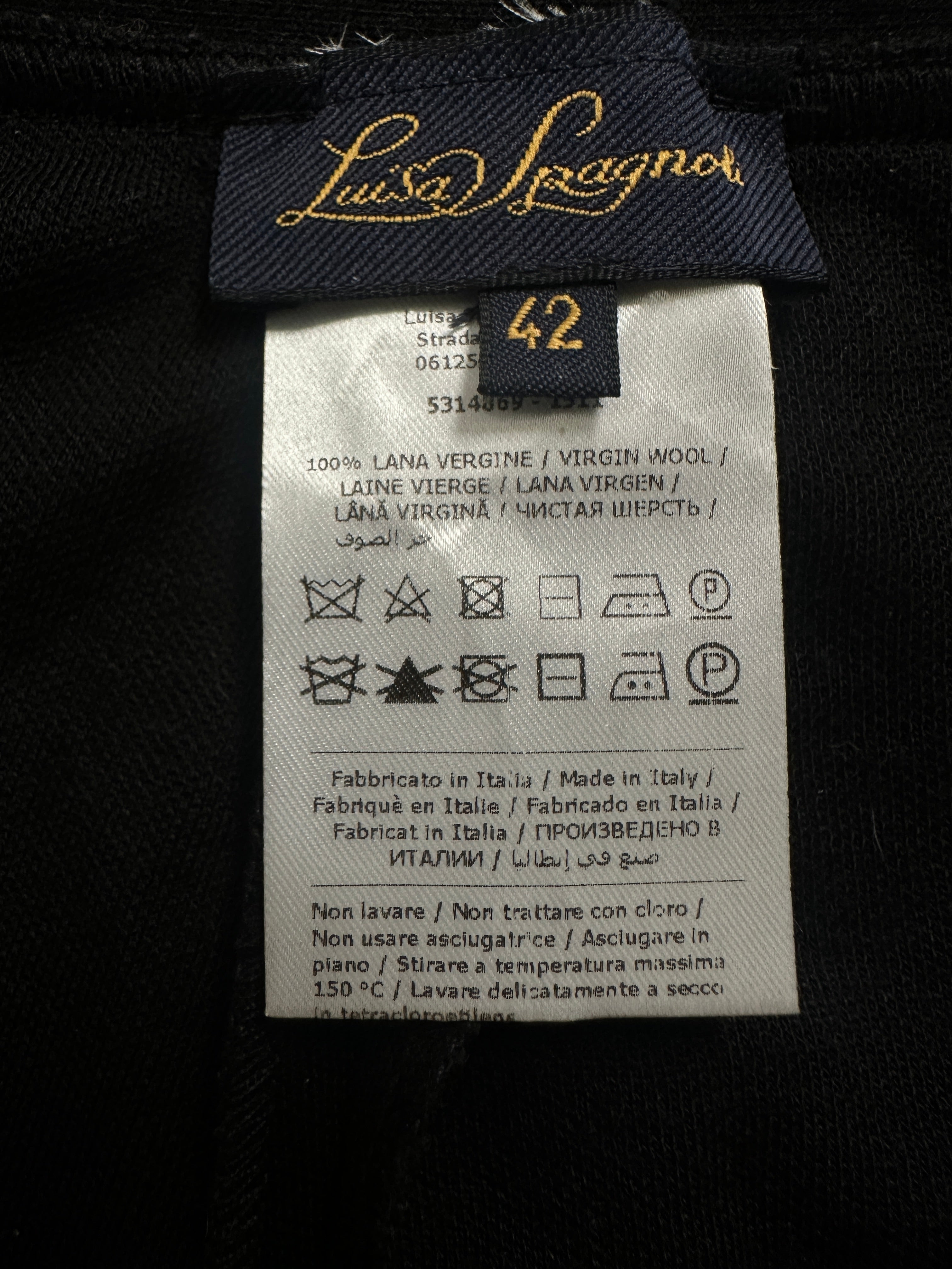 Luisa Spagnoli black virgin wool tailored trousers - size 42
