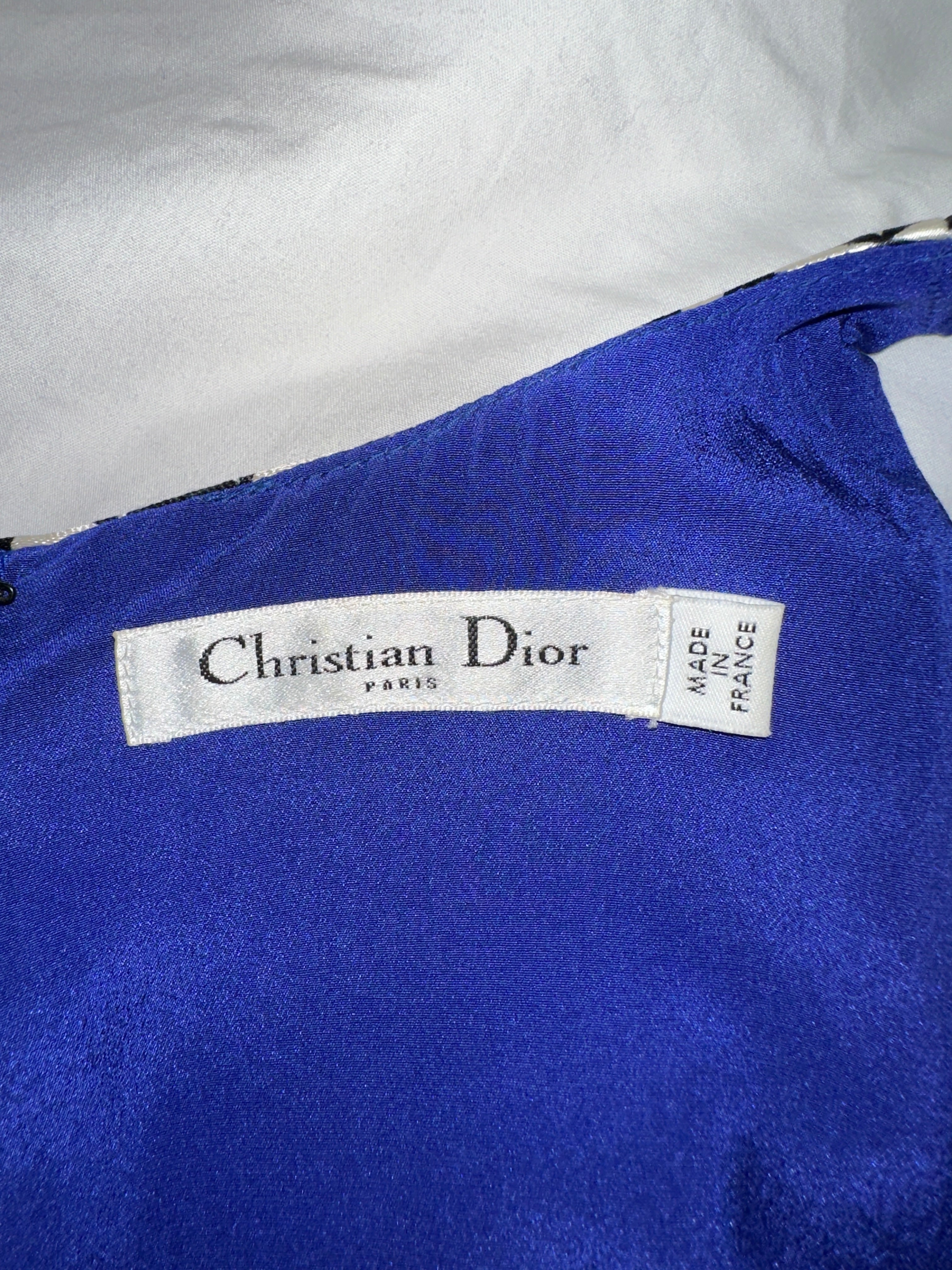 Dior blue white and black geometric dress - size 36
