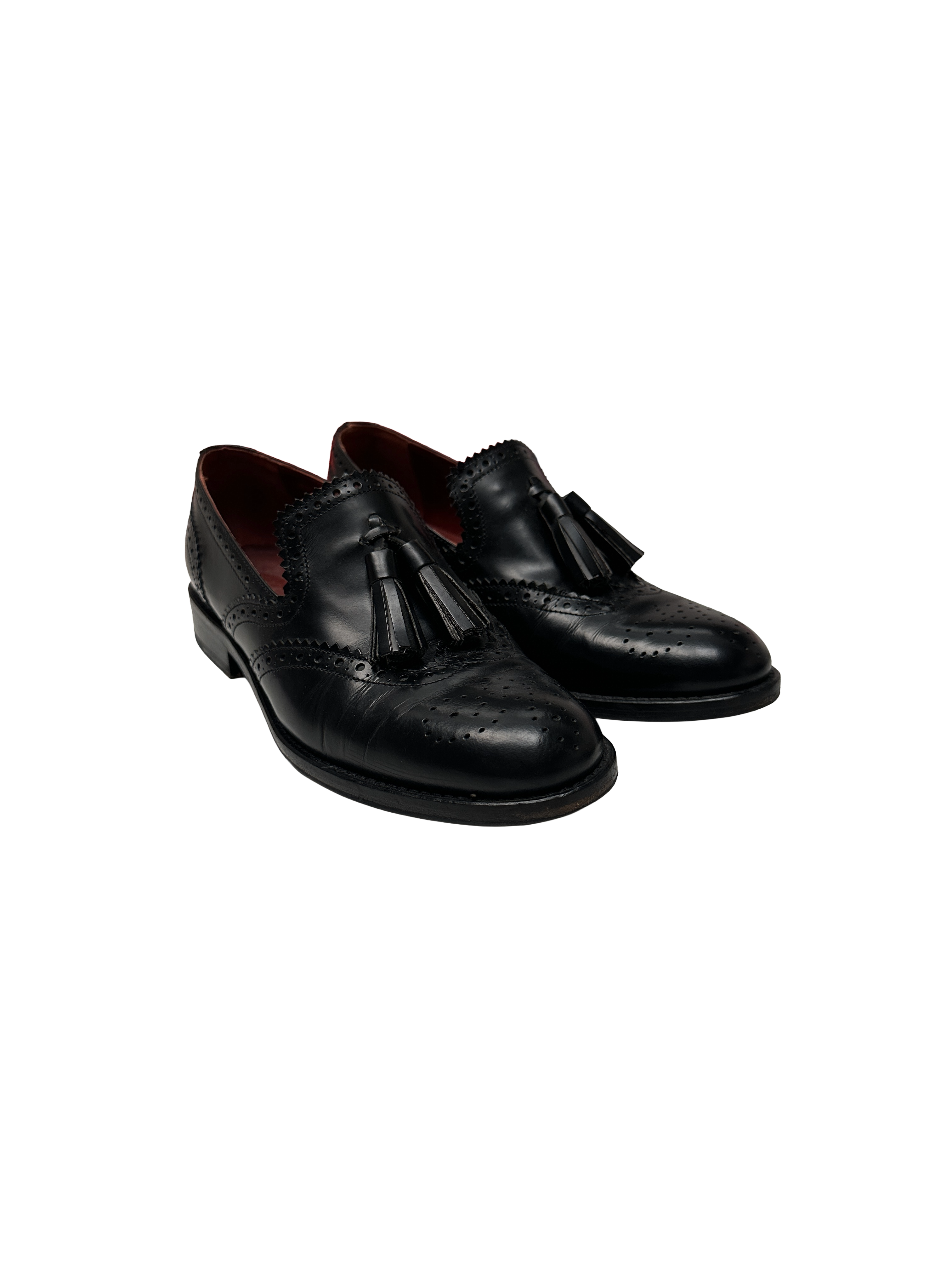 Colisee Paris black leather tassel brogue loafers - size 37