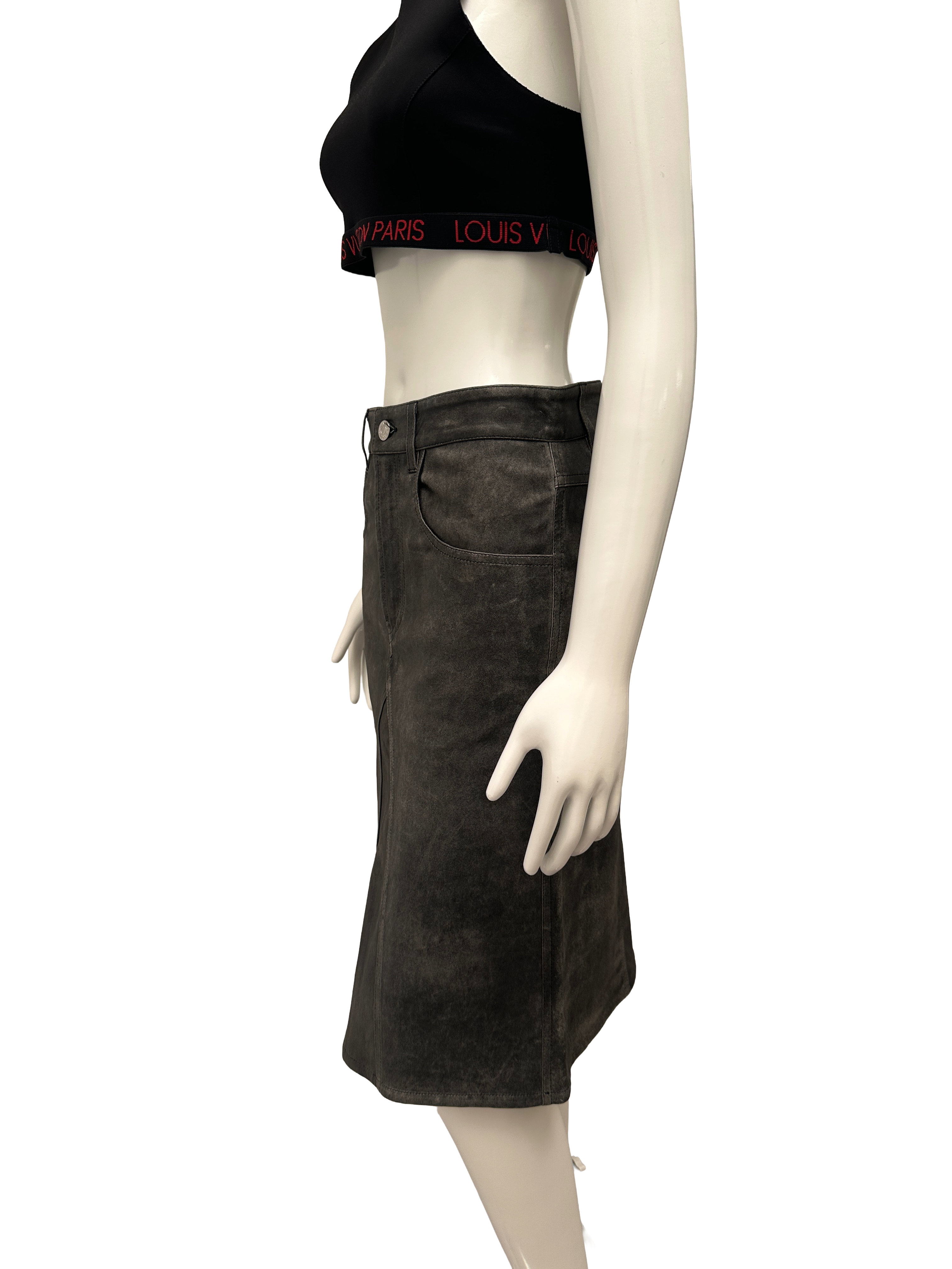 Isabel Marant Straight grey leather skirt - size 38