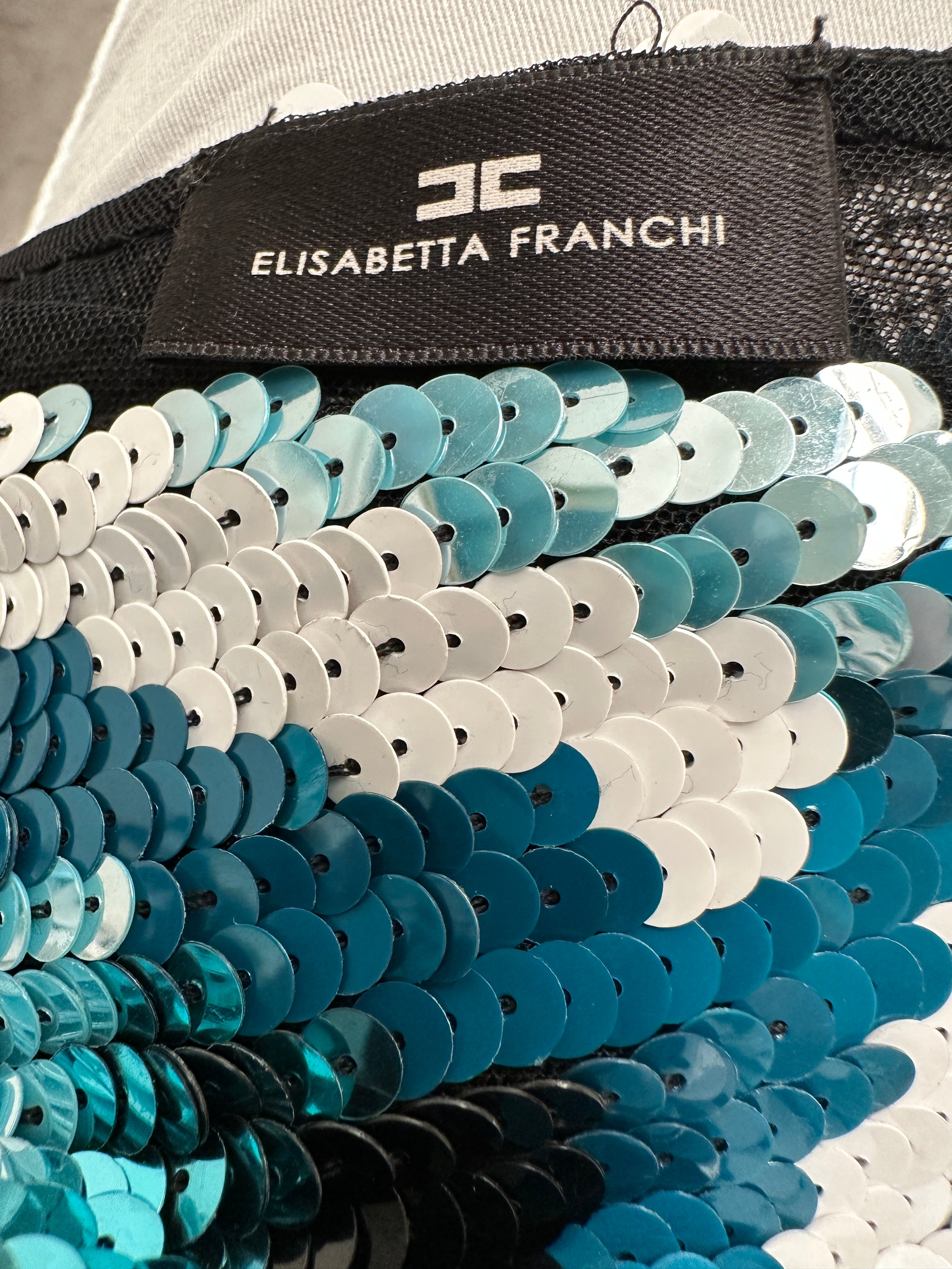 Elisabetta Franchi blue/green sequin cocktail dress - size 40IT