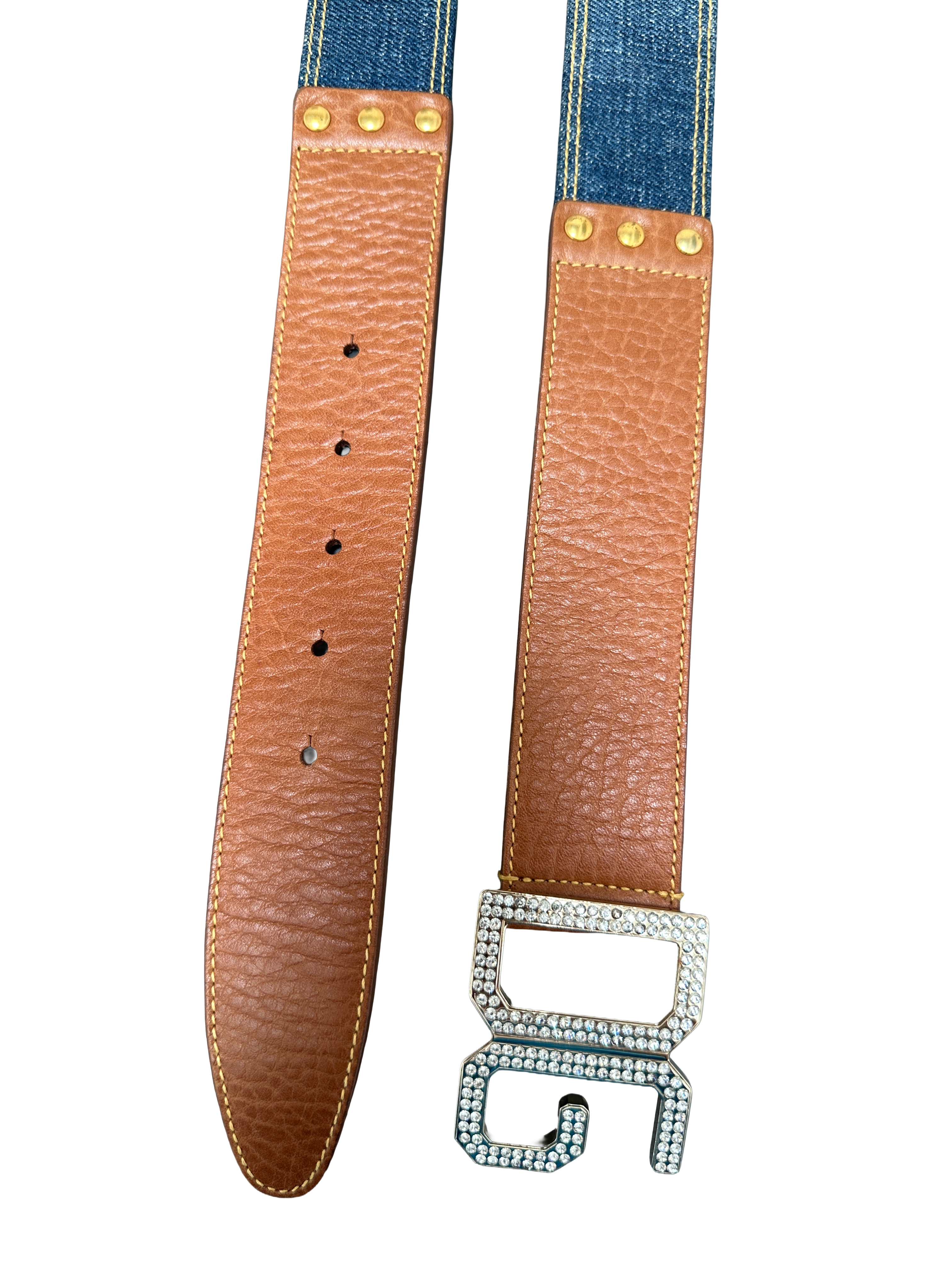 Dolce & Gabbana denim and leather belt - size 80cm