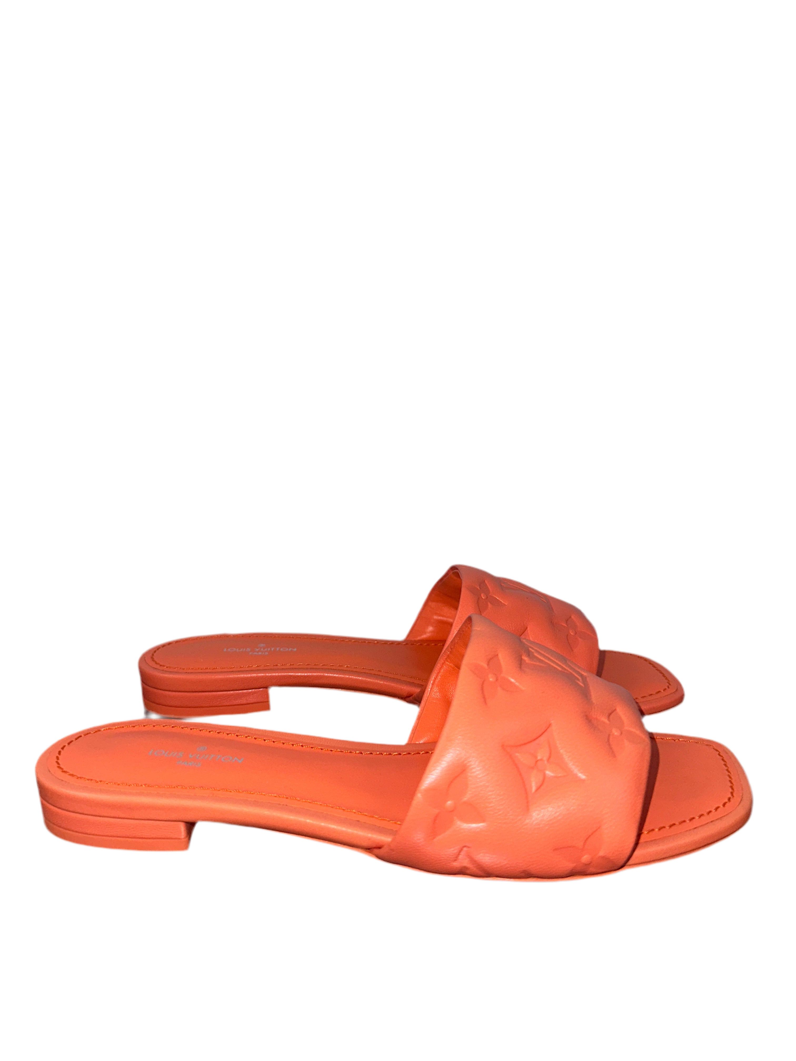 Louis Vuitton Revival flat mule orange monogram pattern - size 36
