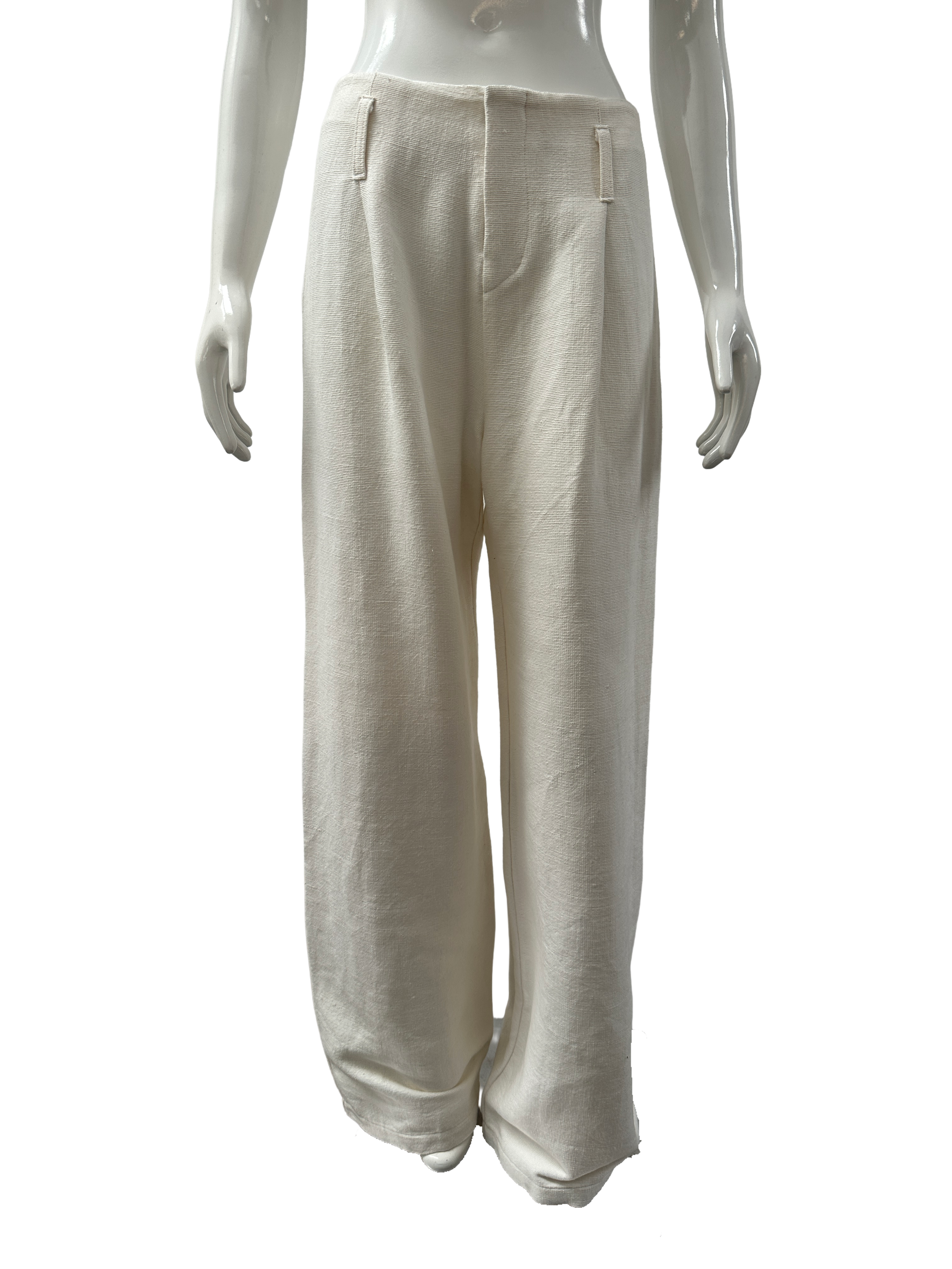 Savannah Morrow off-white wide-leg knit pants - size M