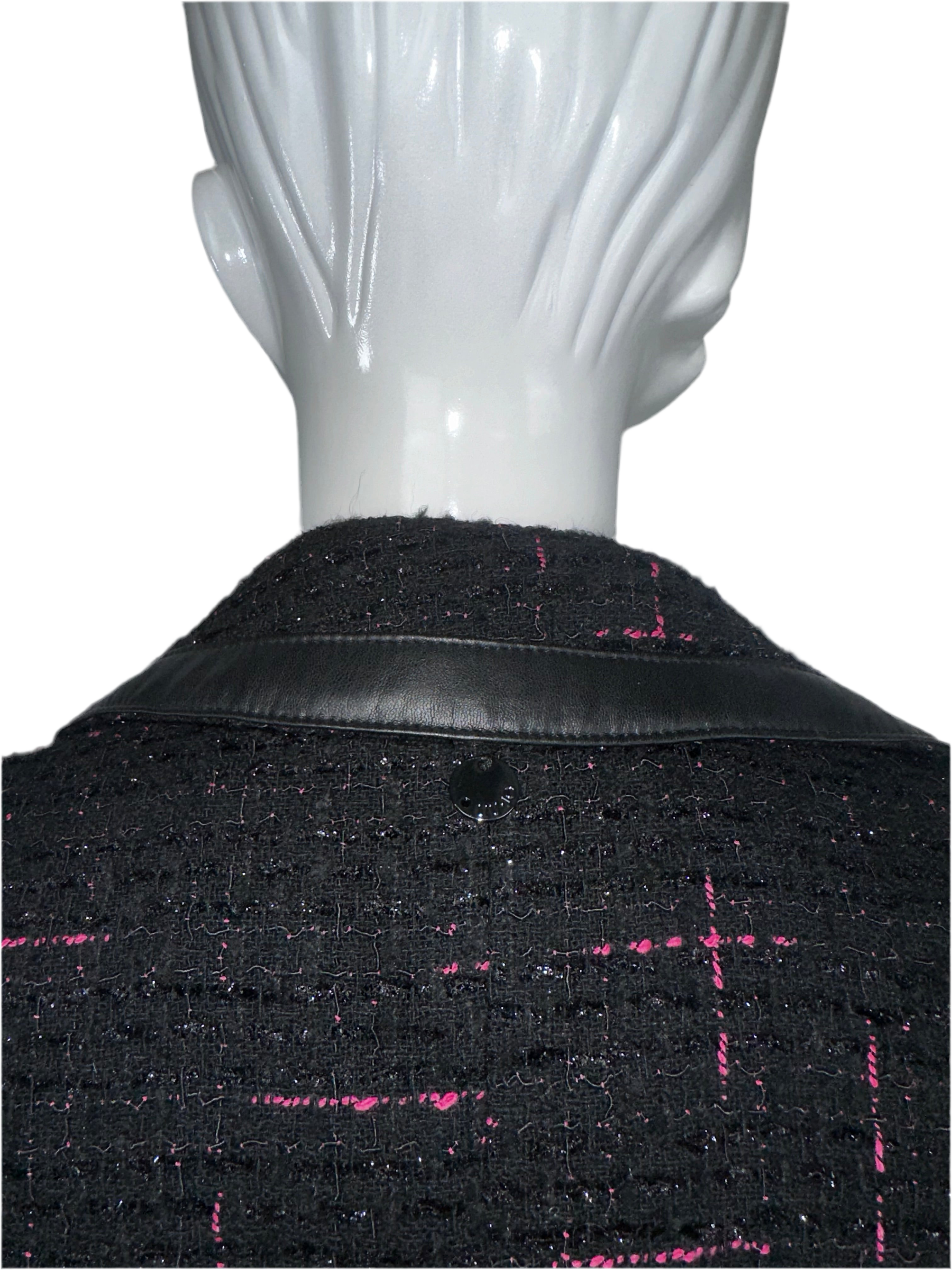 Liu.Jo tweed effect jacket with imitation leather detail - size 34