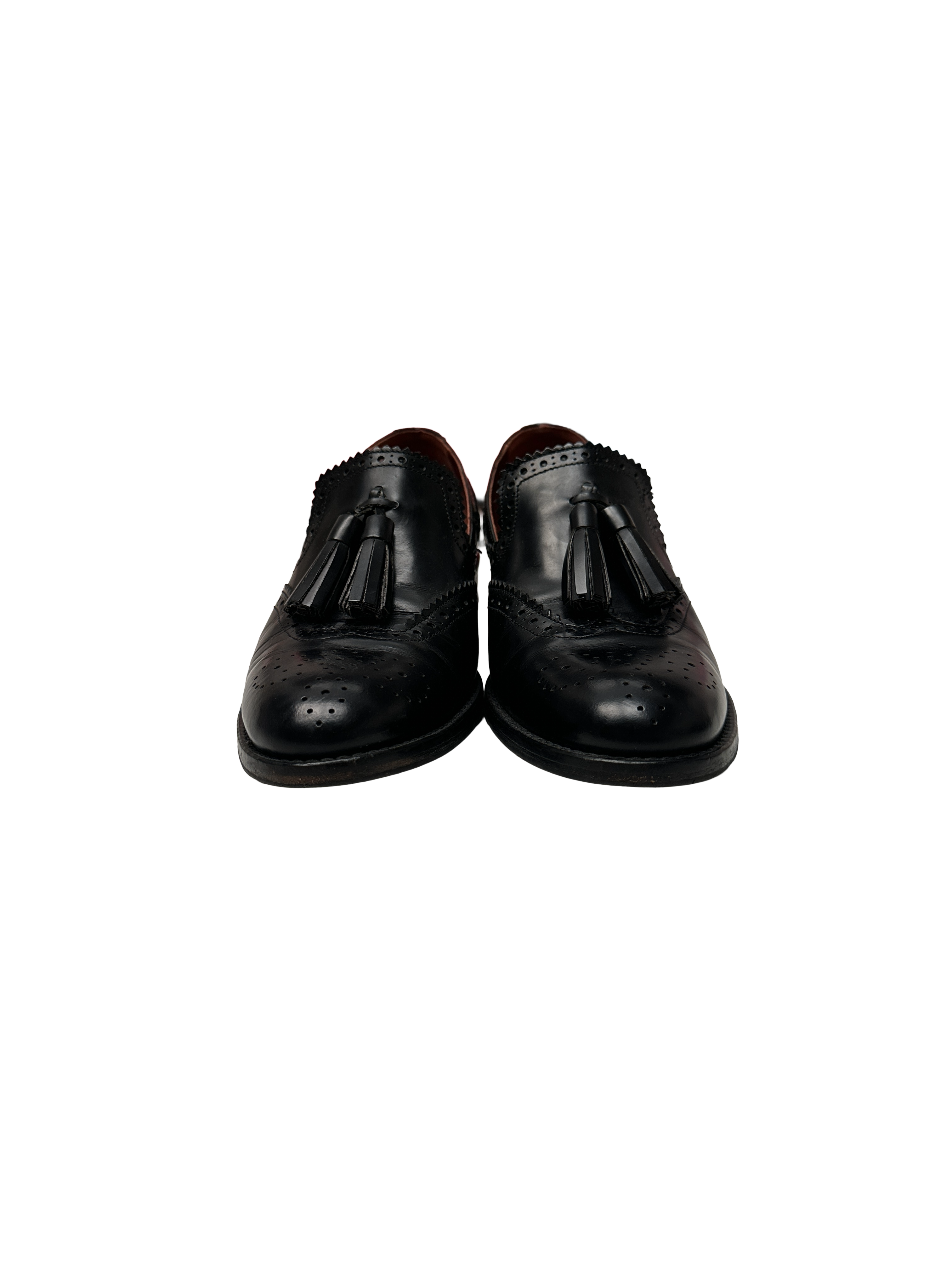 Colisee Paris black leather tassel brogue loafers - size 37