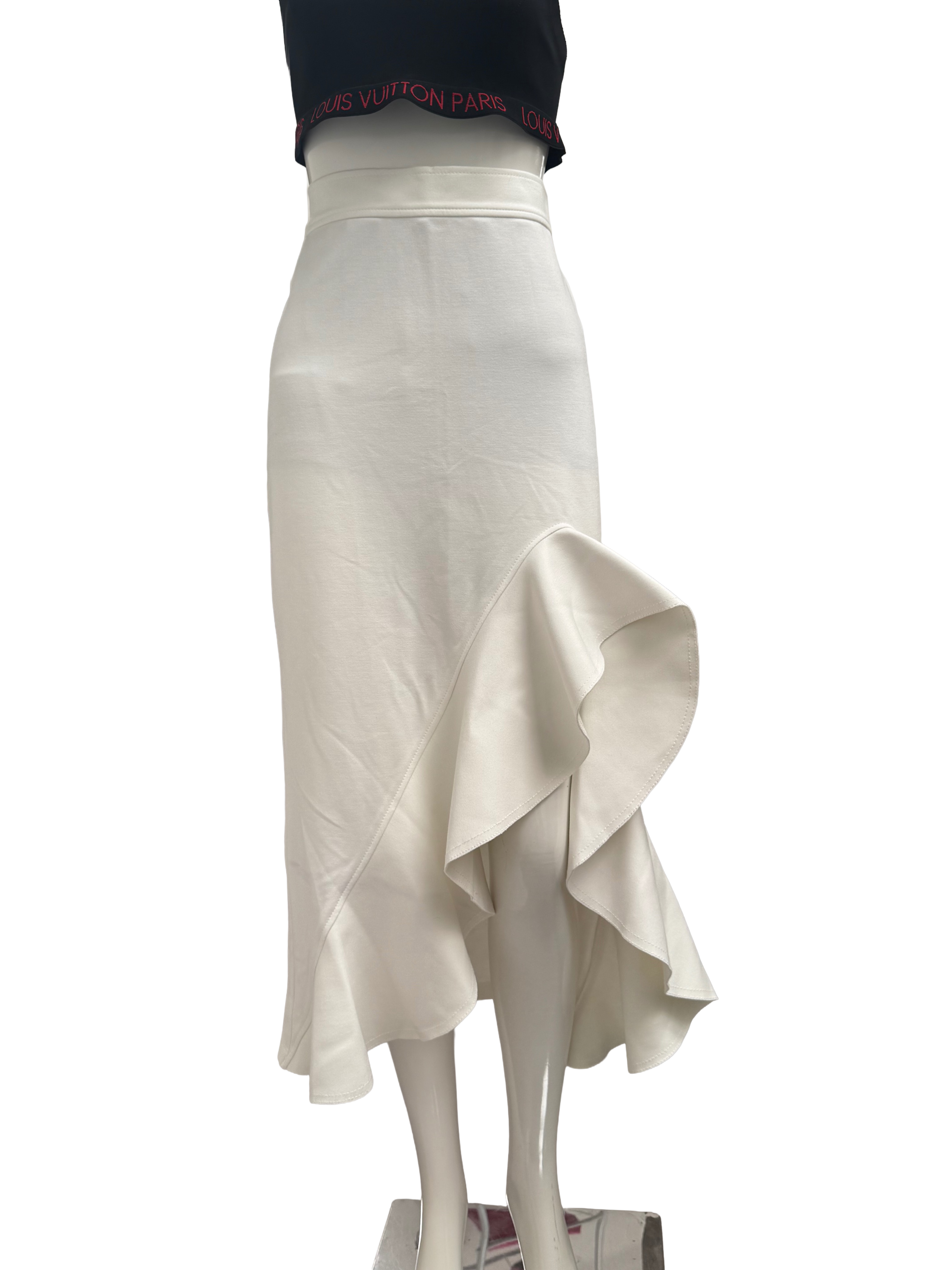 Alexis white ruffled midi skirt - size S
