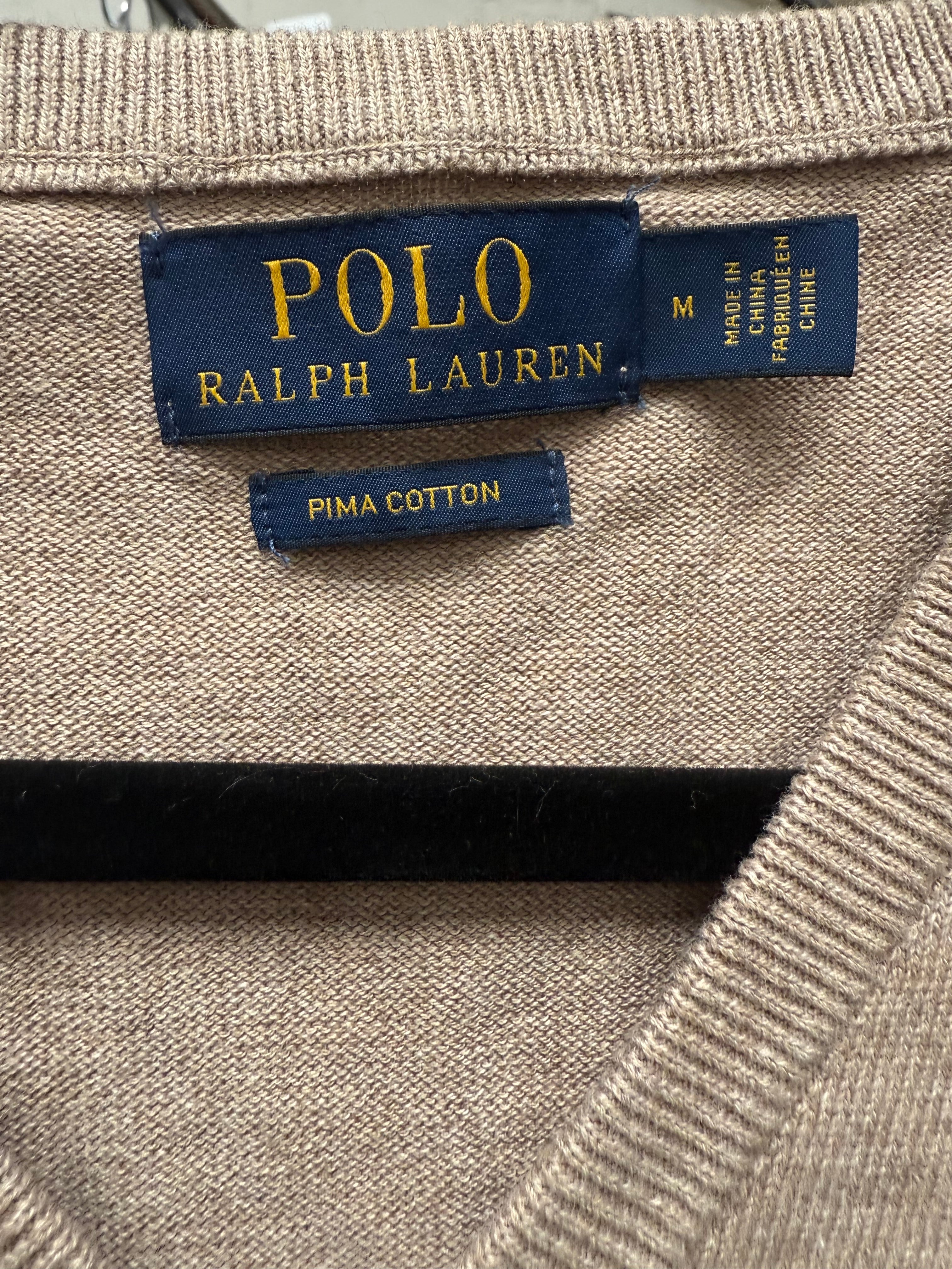 Polo Ralph Lauren beige pima cotton v-neck sweater - size M