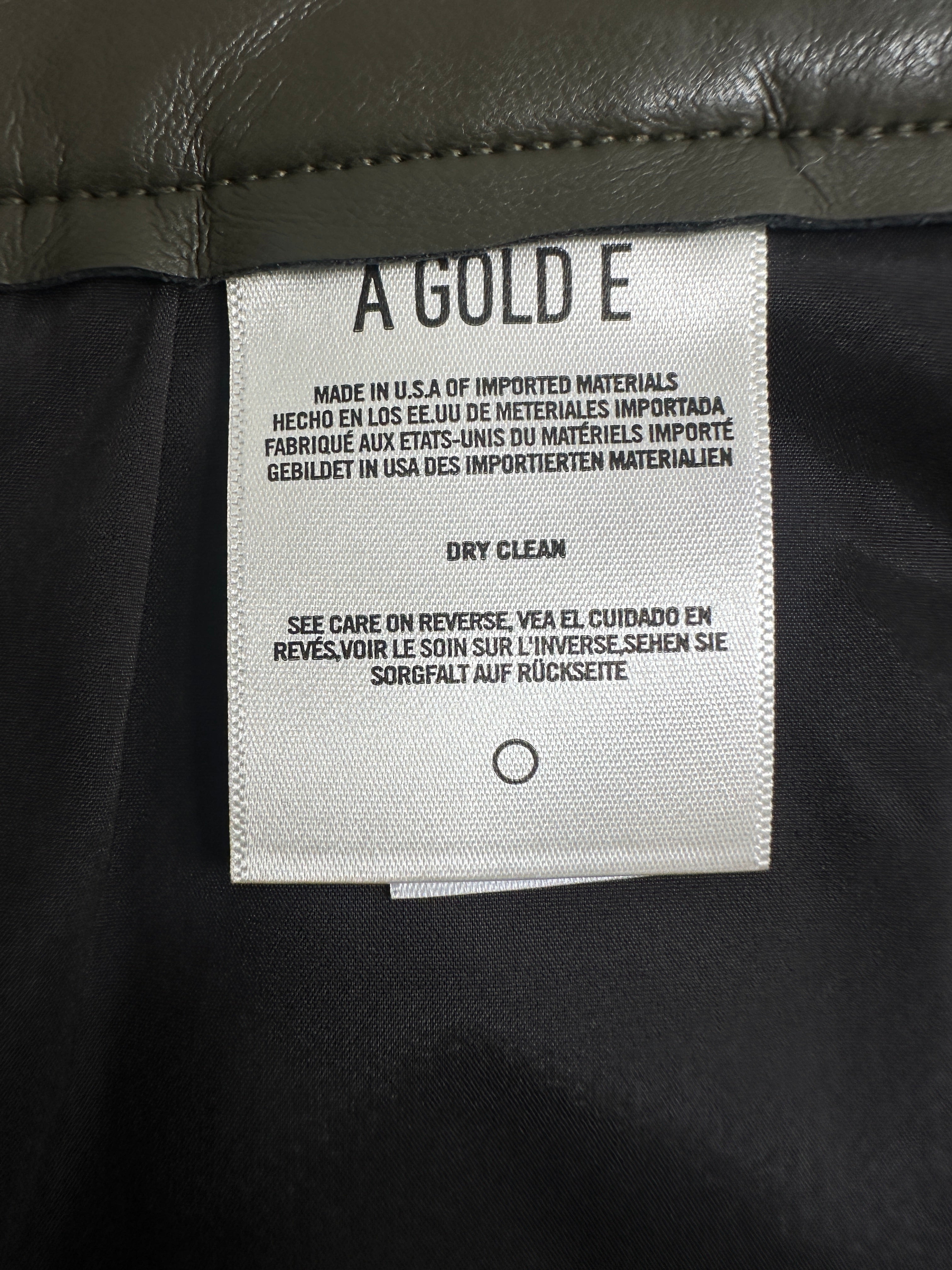 Agolde 90' pinch waist olive leather straight-leg pants - size 27