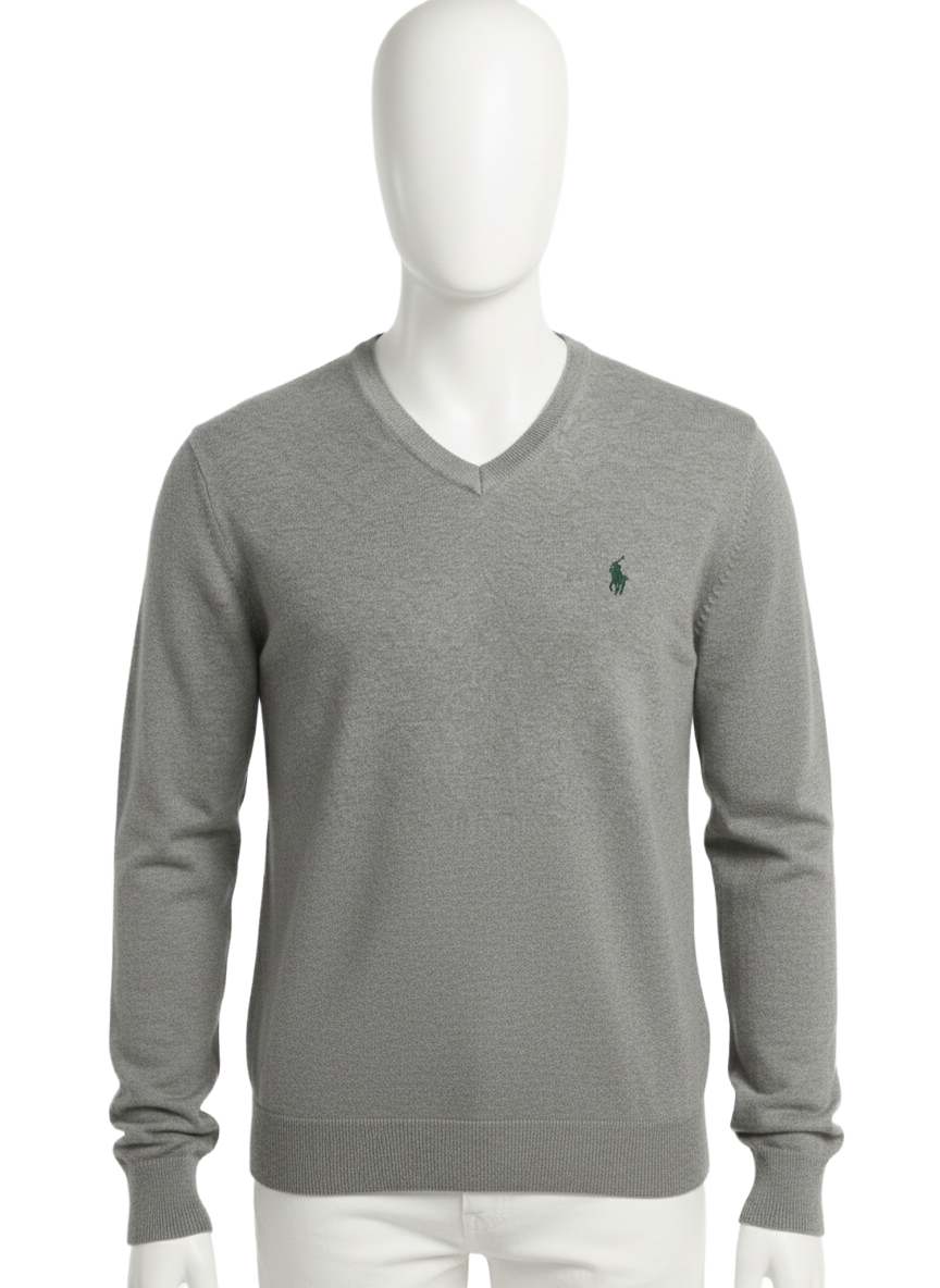 Polo Ralph Lauren grey Pima cotton v-neck sweater - size L